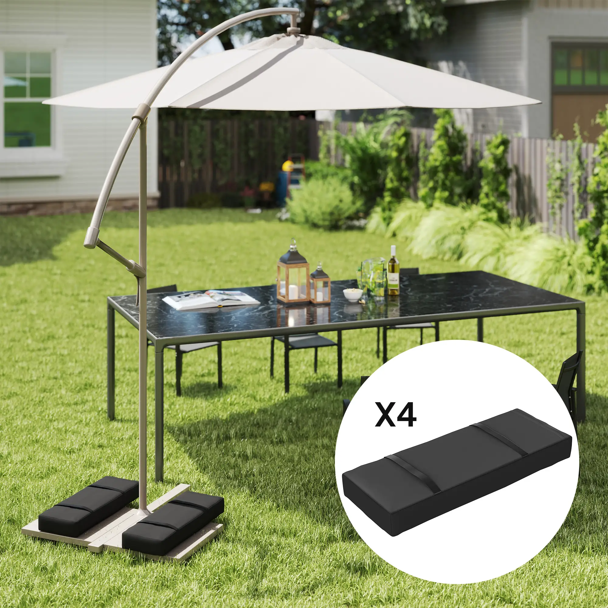 4PCS Patio Umbrella Base Weight Bag, 33 lbs, Black - Image 2