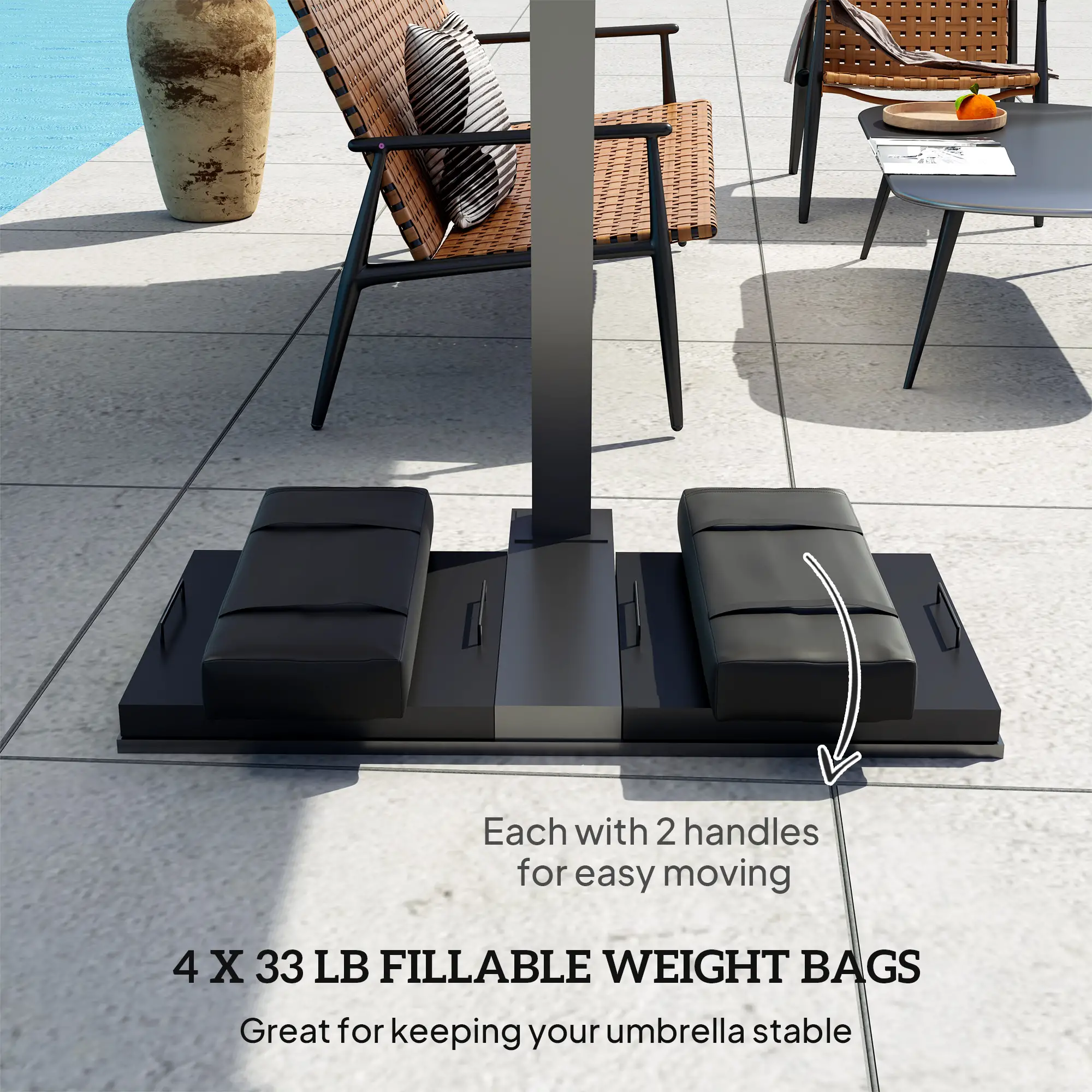 4PCS Patio Umbrella Base Weight Bag, 33 lbs, Black - Image 4