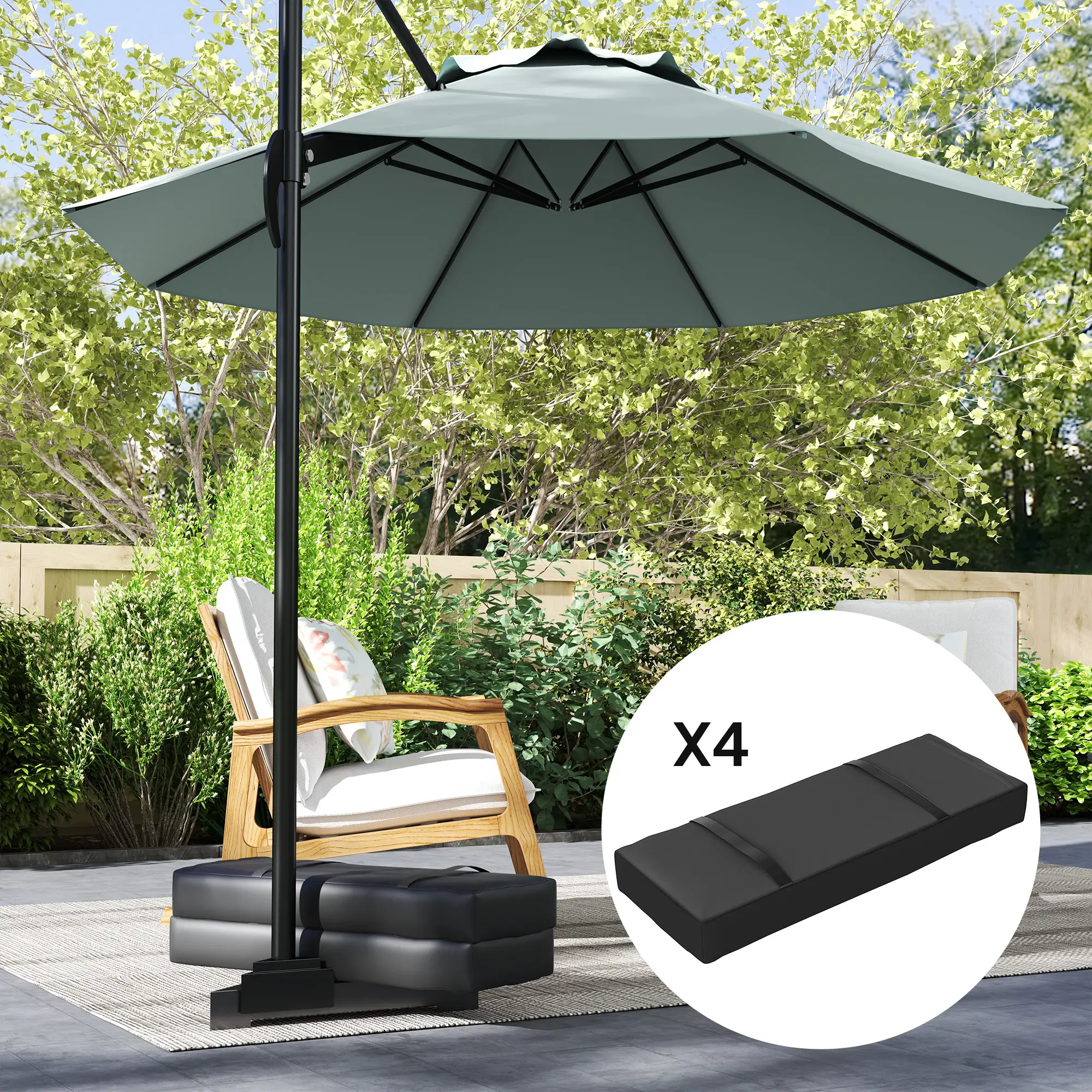 4PCS Patio Umbrella Base Weight Bag, 33 lbs, Black - Image 7