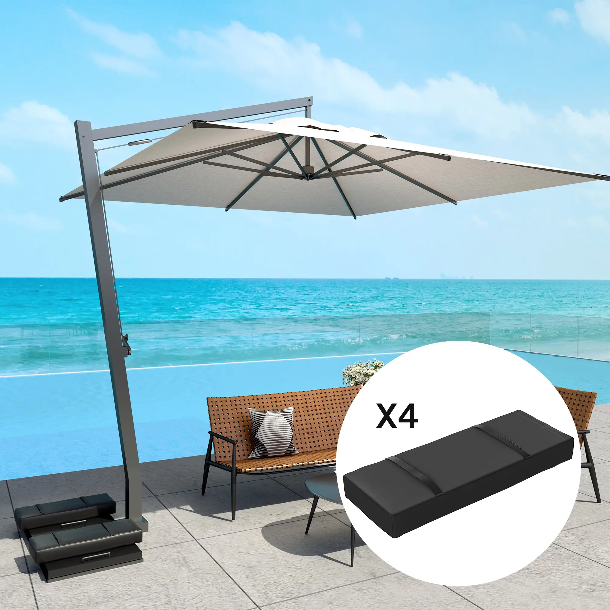 4PCS Patio Umbrella Base Weight Bag, 33 lbs, Black - Image 8