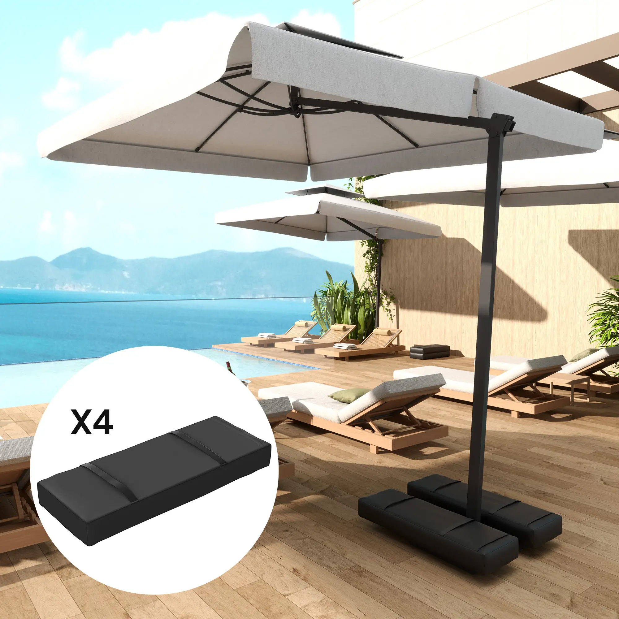 4PCS Patio Umbrella Base Weight Bag, 33 lbs, Black - Image 9
