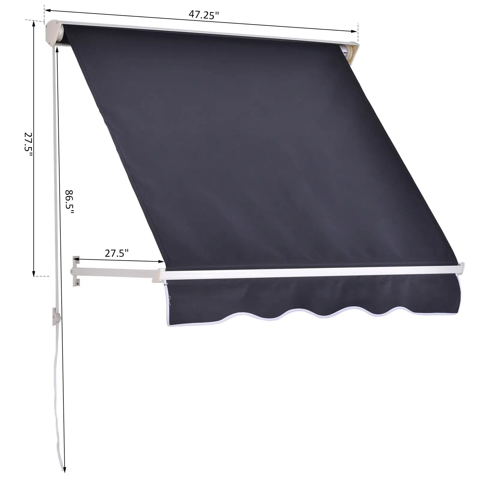 4'x 2' Retractable Awning, Patio Canopy, Outdoor Sun Shade, Dark Grey - Image 3