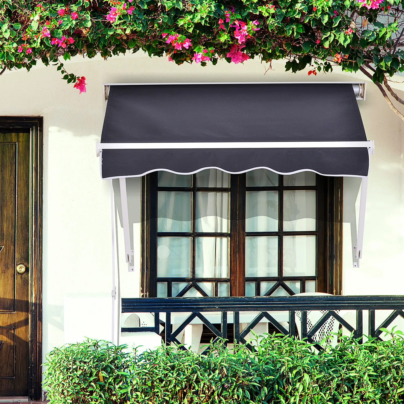 4'x 2' Retractable Awning, Patio Canopy, Outdoor Sun Shade, Dark Grey - Image 8