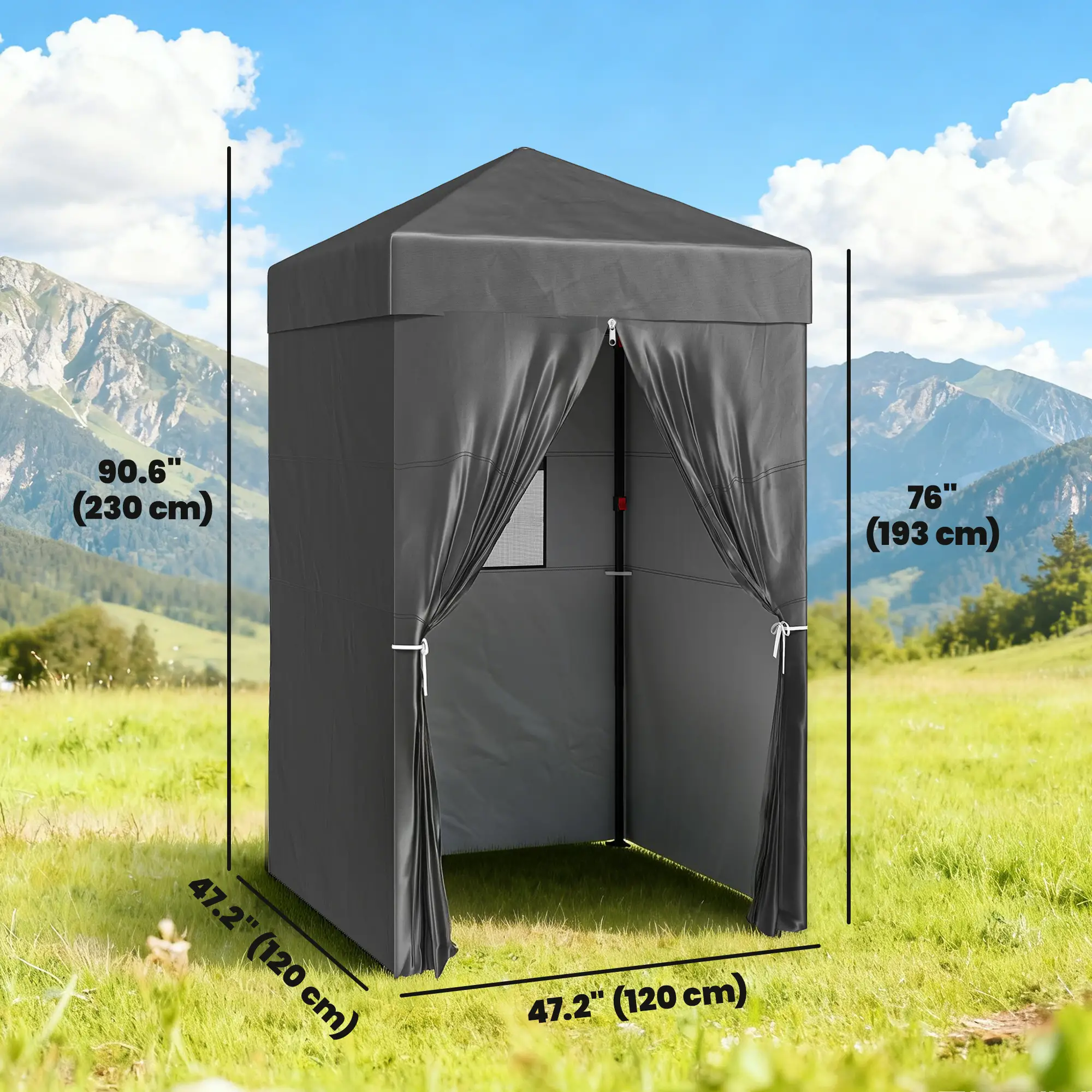 4x4 ft Pop Up Canopy Tent, UPF 50+ Changing Room, Dark Grey - Image 3
