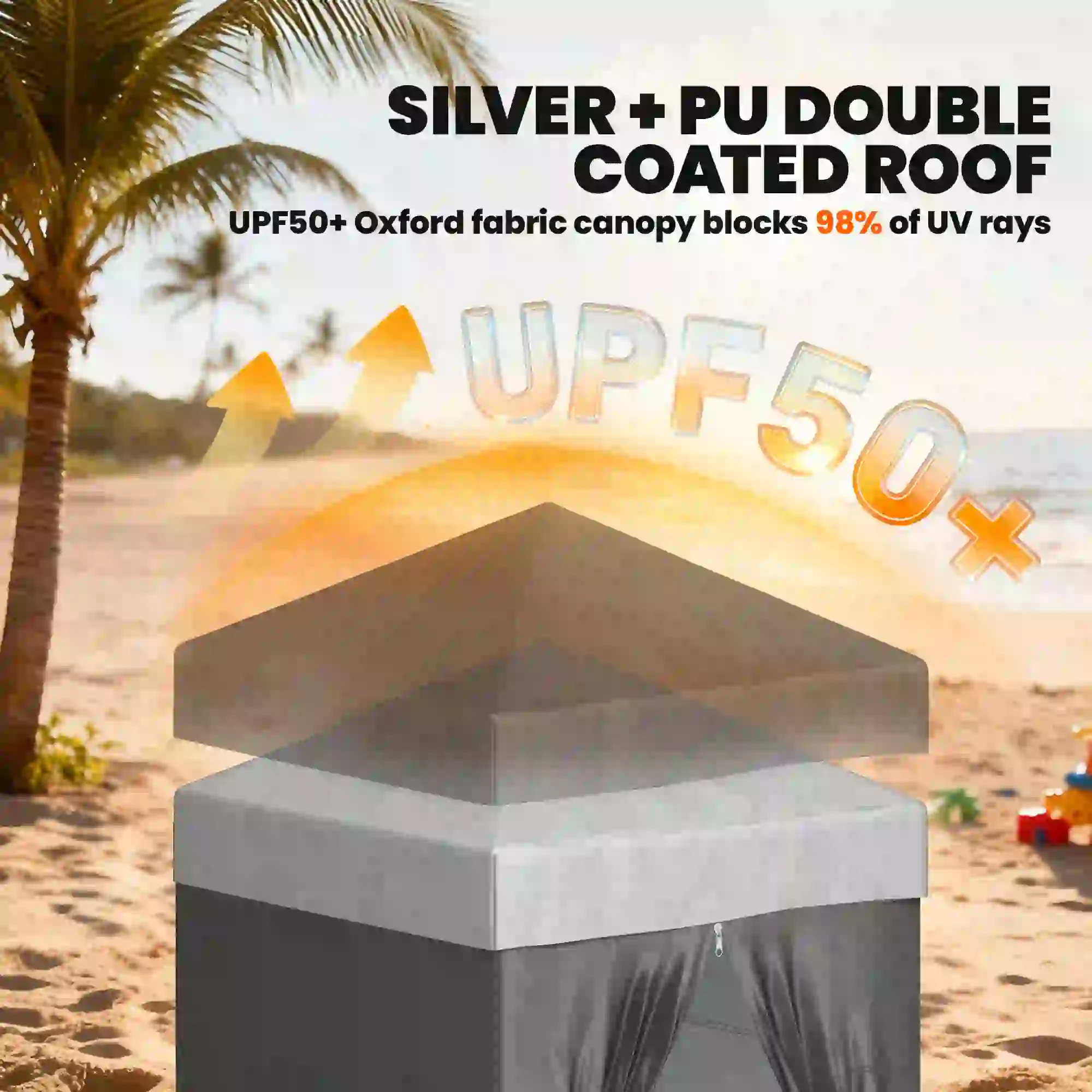 4x4 ft Pop Up Canopy Tent, UPF 50+ Changing Room, Dark Grey - Image 6
