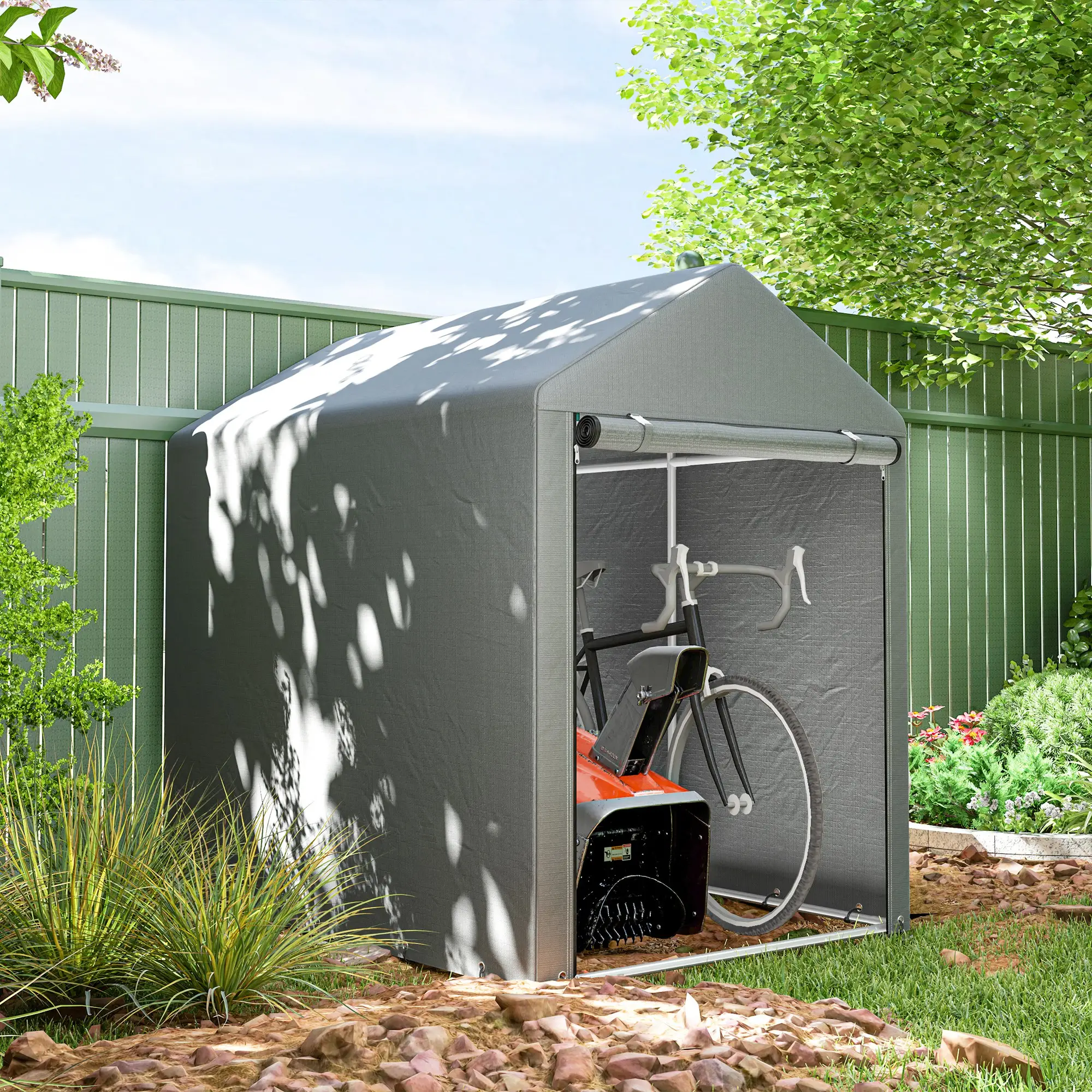 4x6ft Outdoor Storage Shed Tent, Portable with Roll-up Door - Image 2