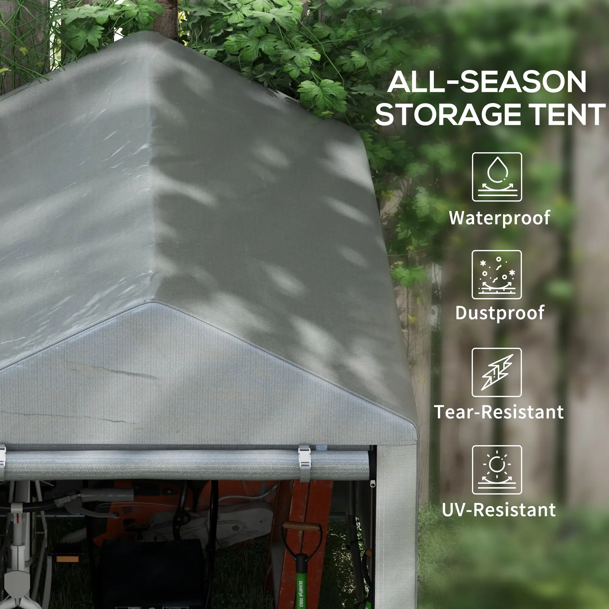 4x6ft Outdoor Storage Shed Tent, Portable with Roll-up Door - Image 4