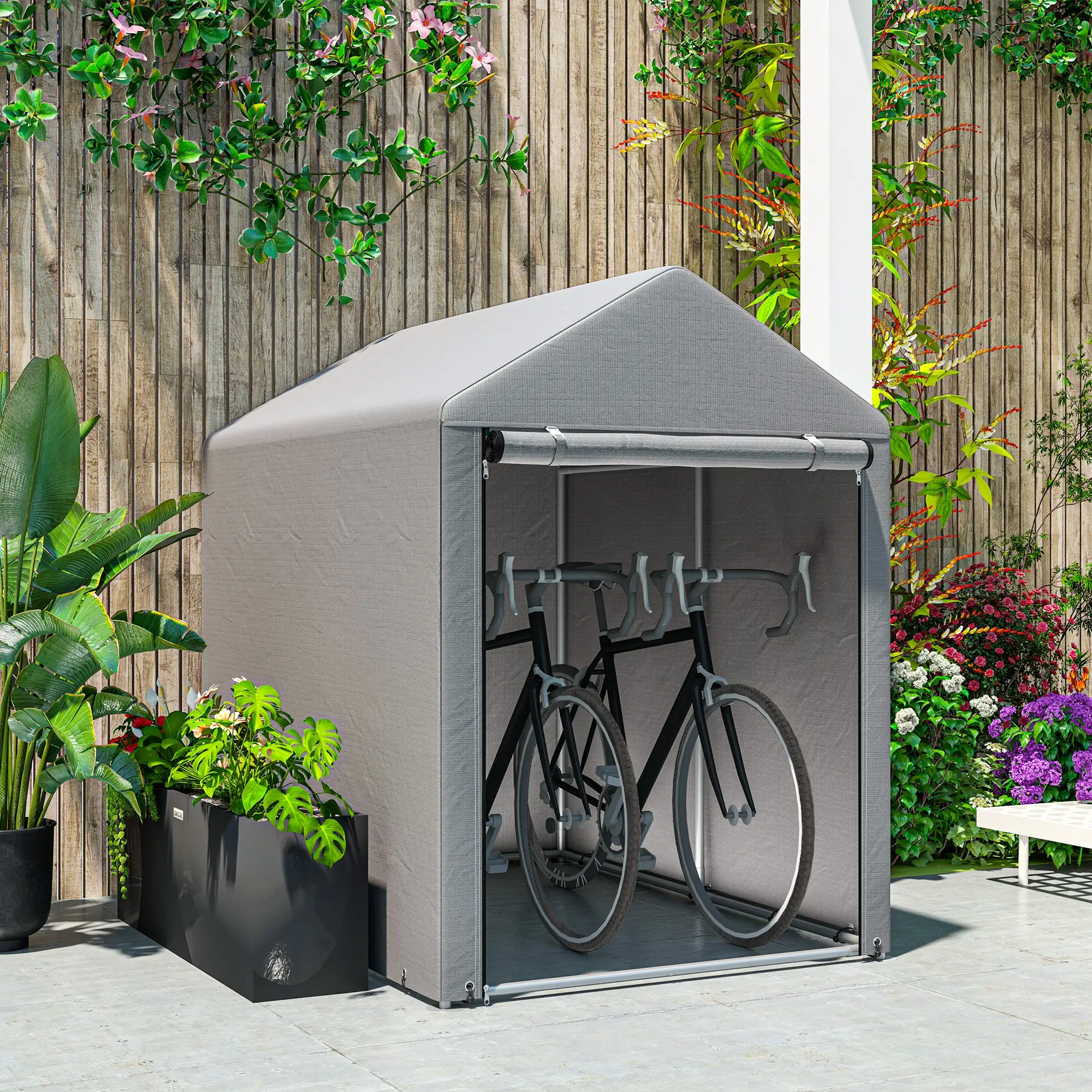 4x6ft Outdoor Storage Shed Tent, Portable with Roll-up Door - Image 7