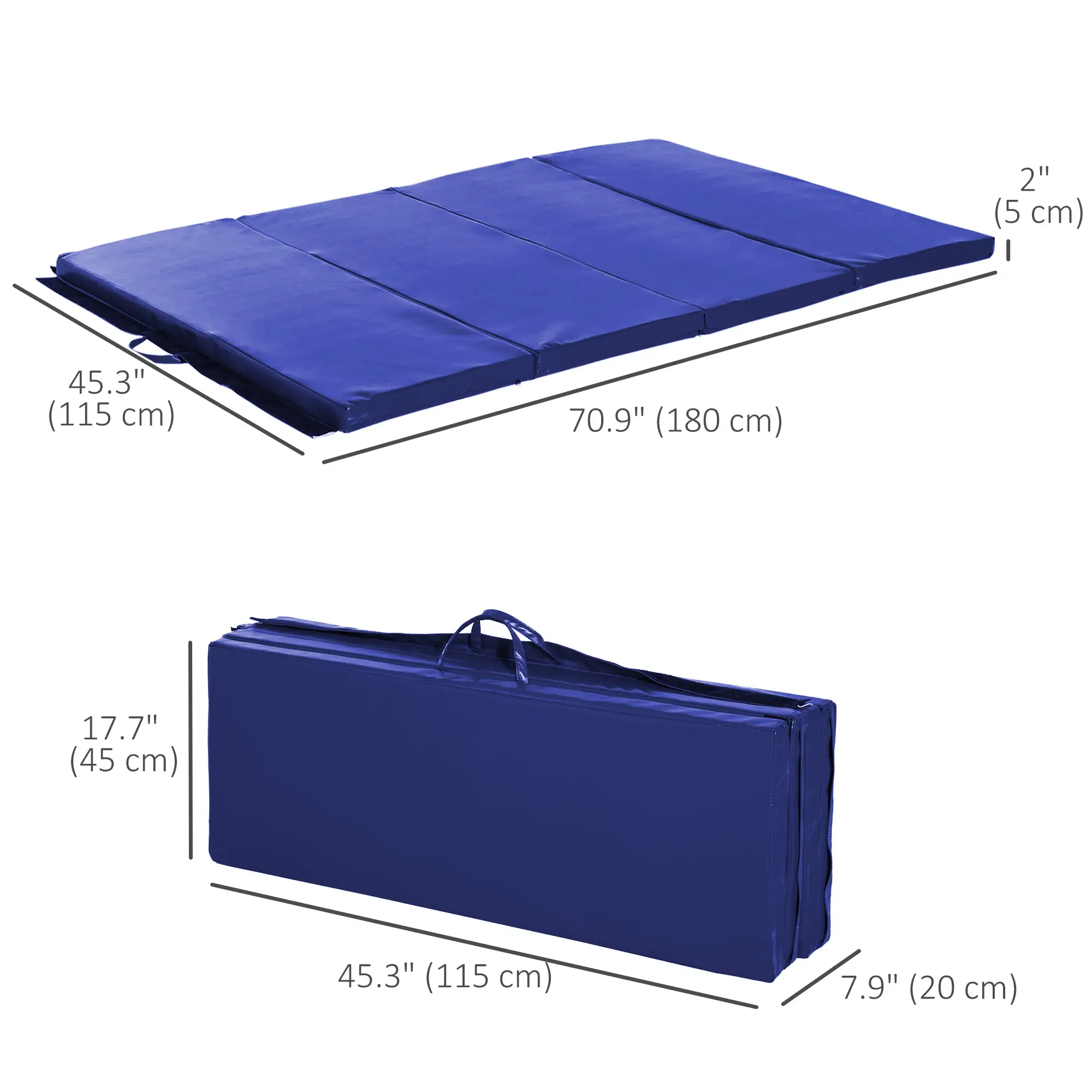 4'x6'x2'' Folding Exercise Mat, Yoga, MMA, Martial Arts, Blue - Image 3