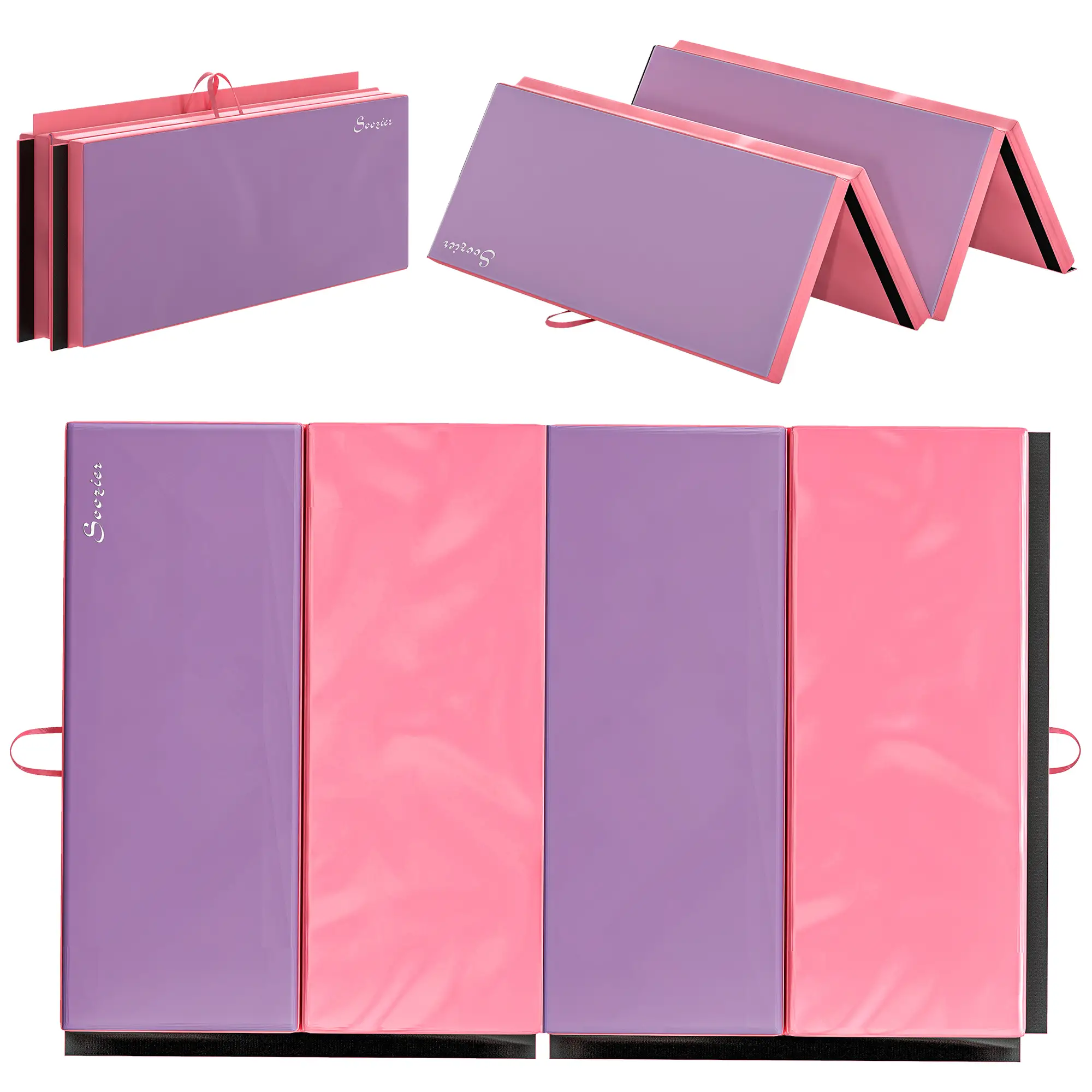 4'x6'x2'' Folding Tumbling Mat, Yoga MMA Martial Arts, Pink Purple - Image 11