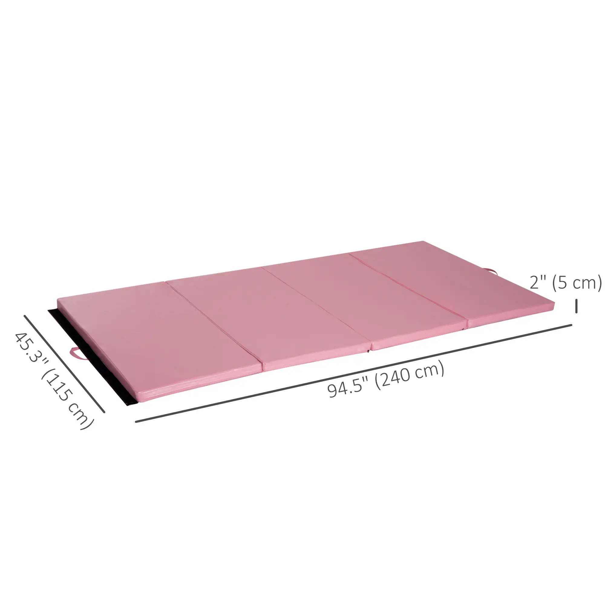 4'x8'x2" Folding Gymnastics Mat, Exercise Mat with Handles, Pink - Image 3
