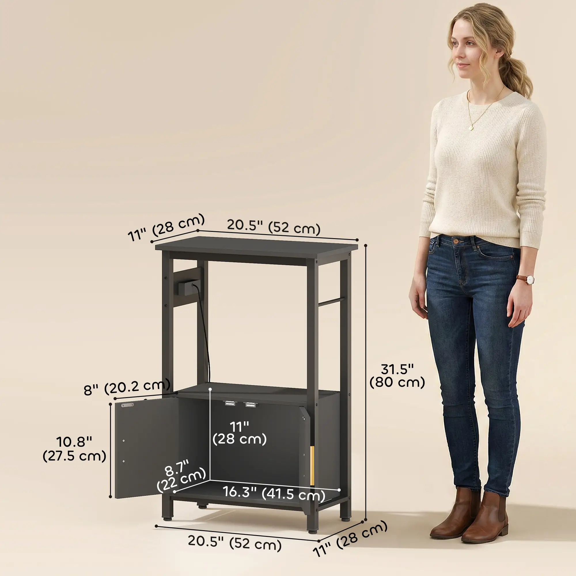 5-10 Gallon Fish Tank Stand Aquarium Stand with Power Outlets, Cabinet, Shelf, 550 lbs Capacity, 20.5" x 11" x 31.5" - Image 3