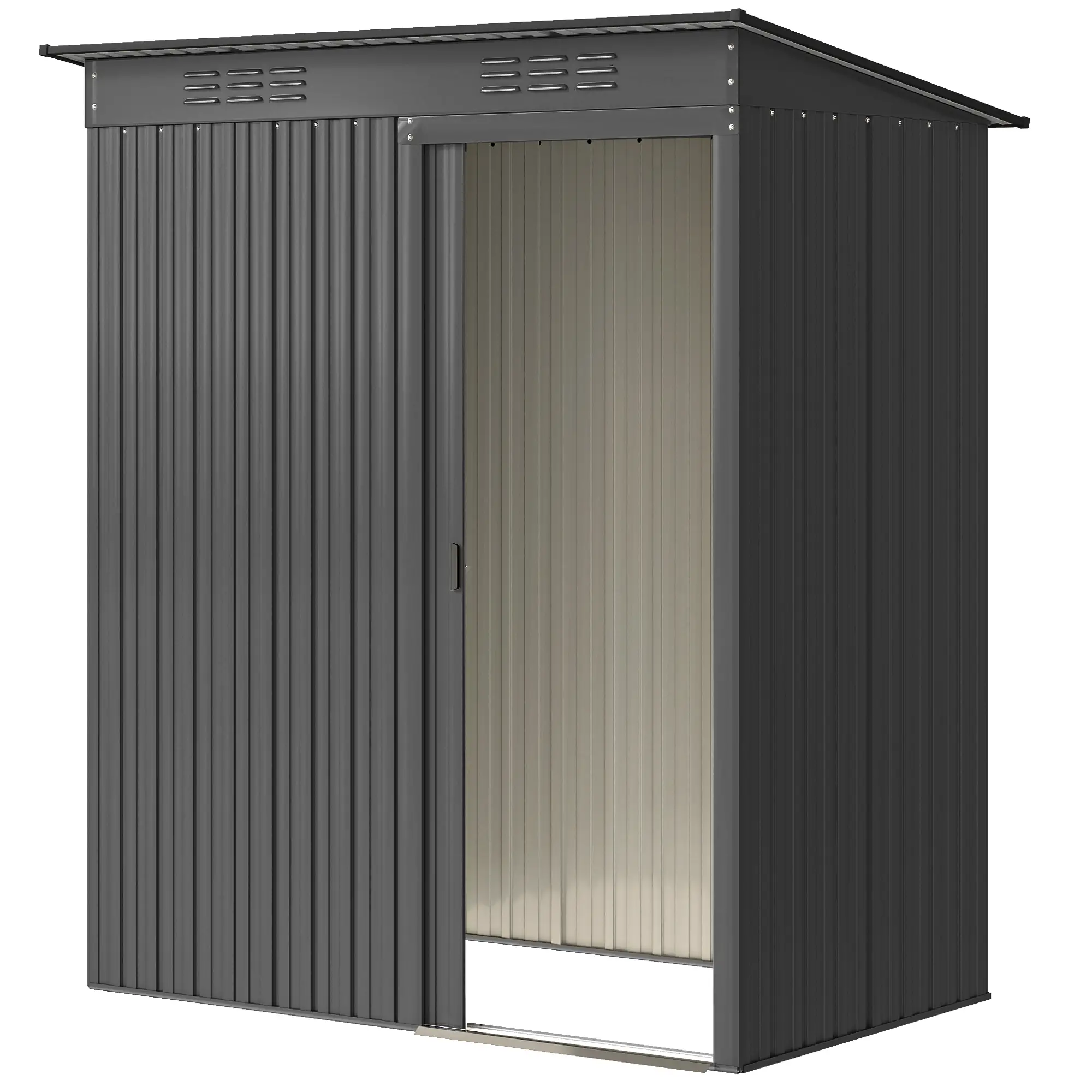 5.2' x 3.5' Metal Garden Shed, Easy Assembly Outdoor Storage, Dark Grey