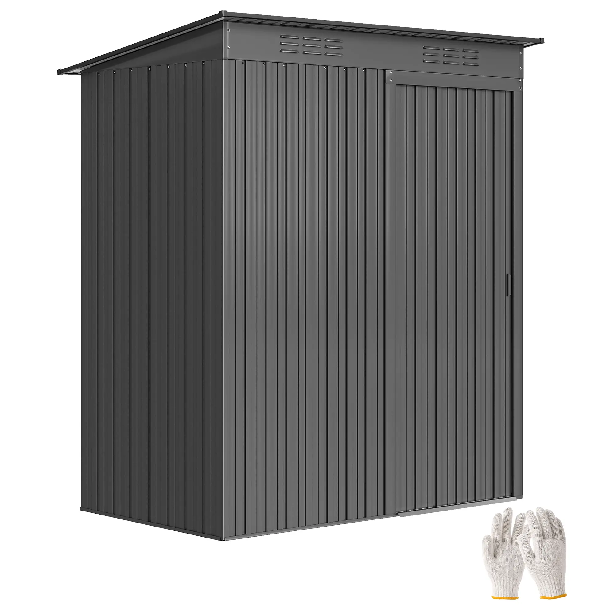 5.2' x 3.5' Metal Garden Shed, Easy Assembly Outdoor Storage, Dark Grey - Image 11