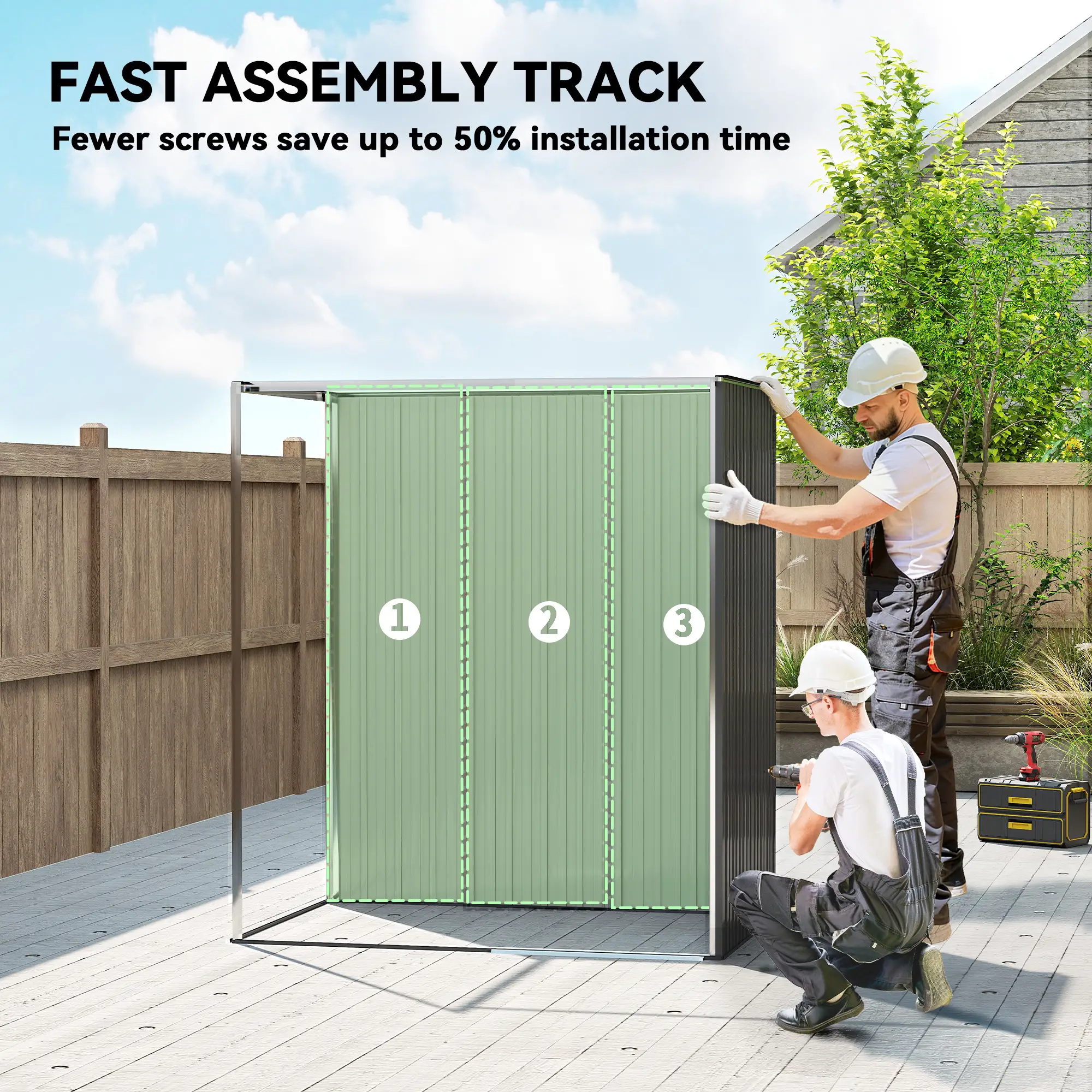 5.2' x 3.5' Metal Garden Shed, Easy Assembly Outdoor Storage, Dark Grey - Image 9