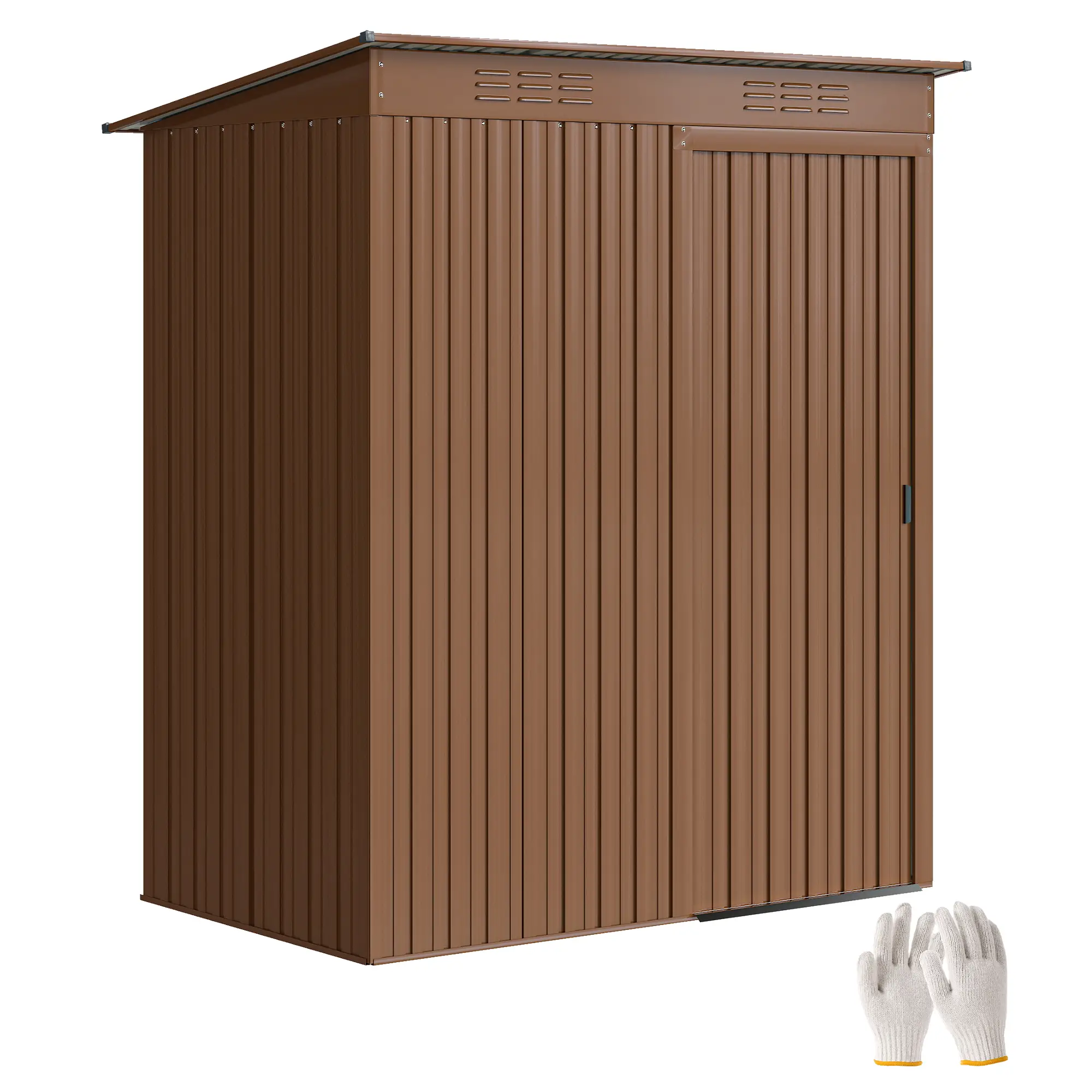 5.2' x 3.5' Metal Garden Shed, Easy Assembly, Light Brown - Image 11