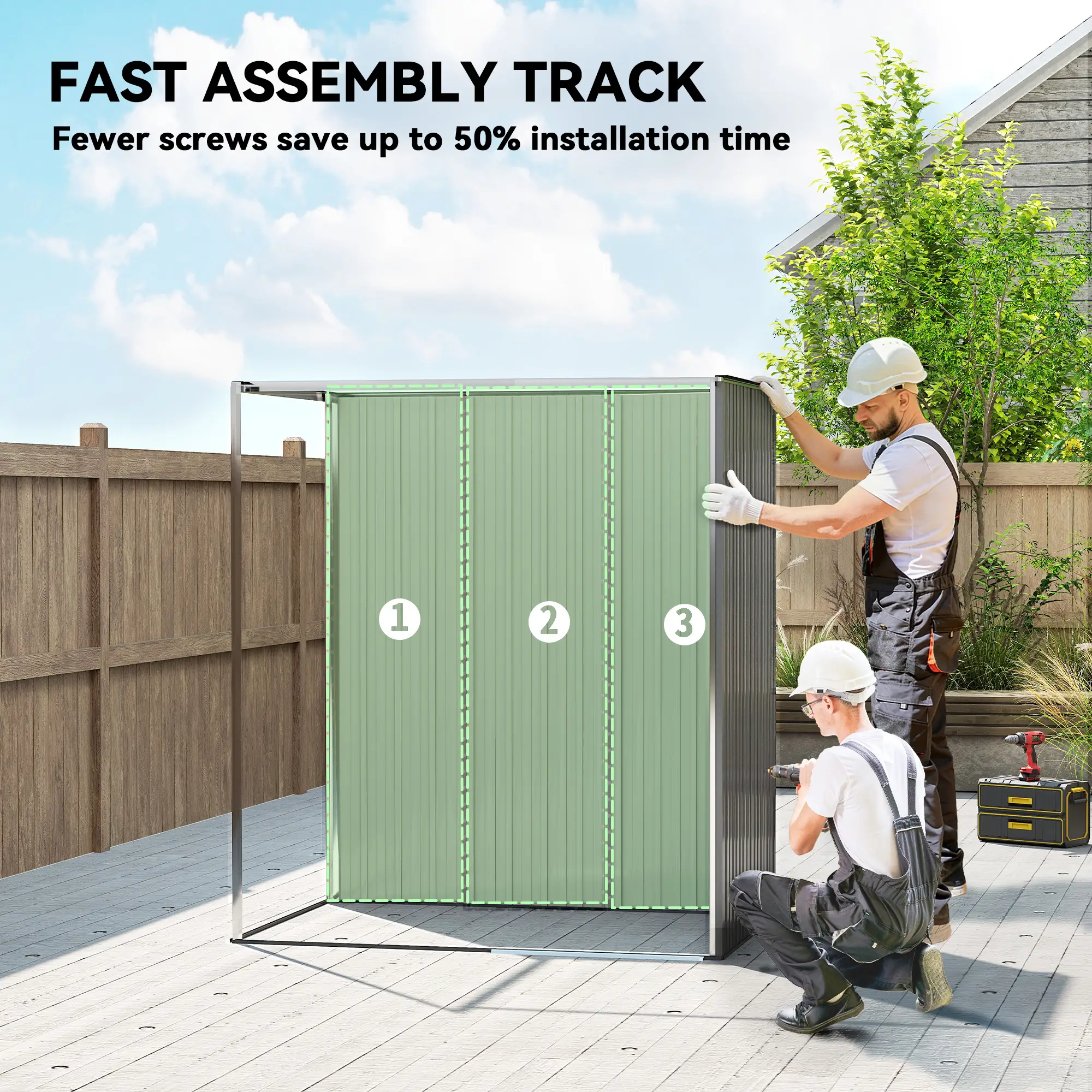 5.2' x 3.5' Metal Garden Shed, Easy Assembly, Light Grey - Image 9