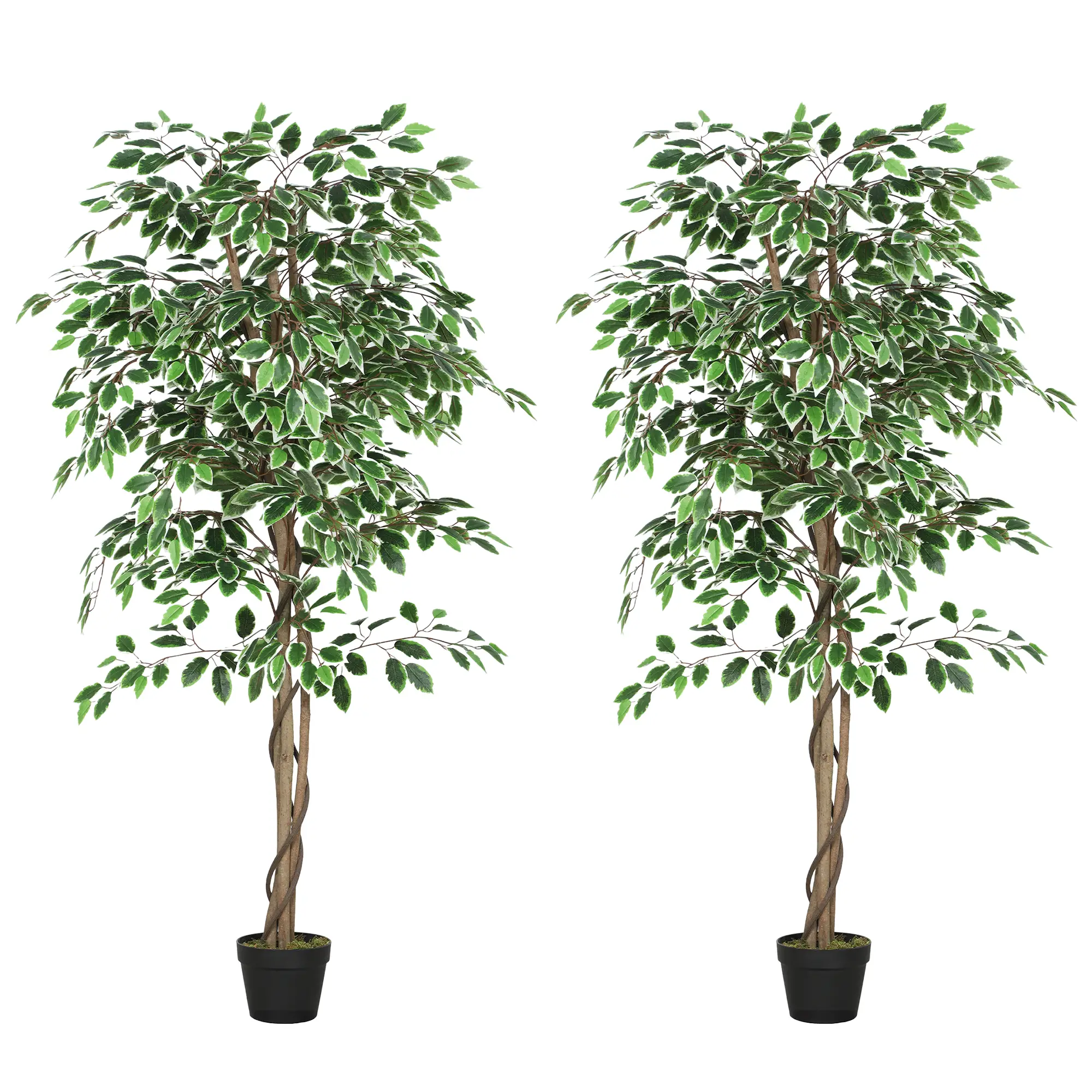 5.3 FT Artificial Ficus Tree With Pot, Indoor Home Office Decor - Image 11