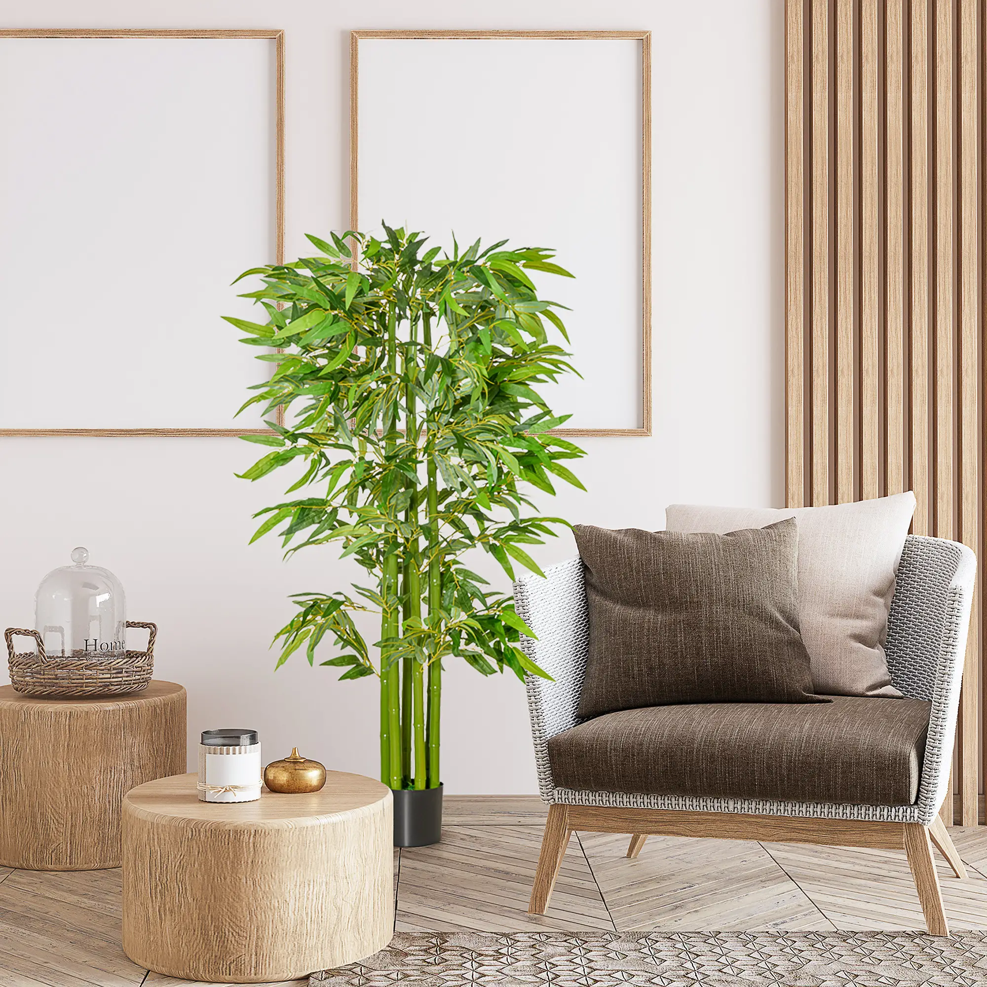 5.3ft Artificial Bamboo Tree with Pot, Indoor Decor for Home, Office - Image 2