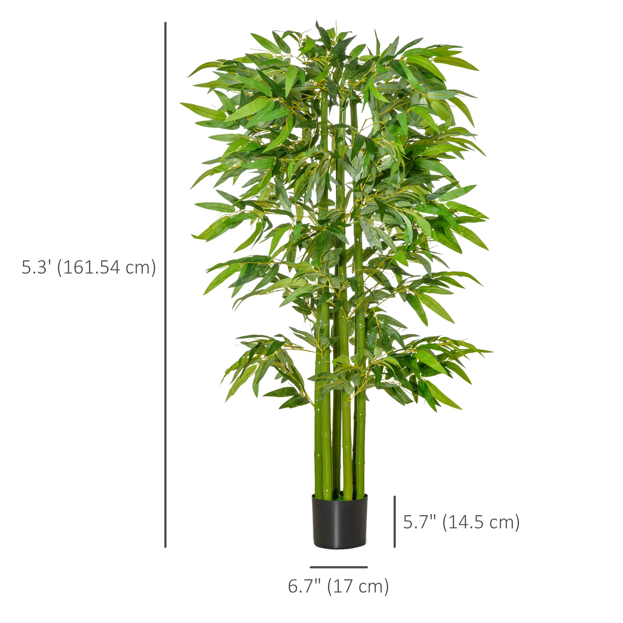 5.3ft Artificial Bamboo Tree with Pot, Indoor Decor for Home, Office - Image 3