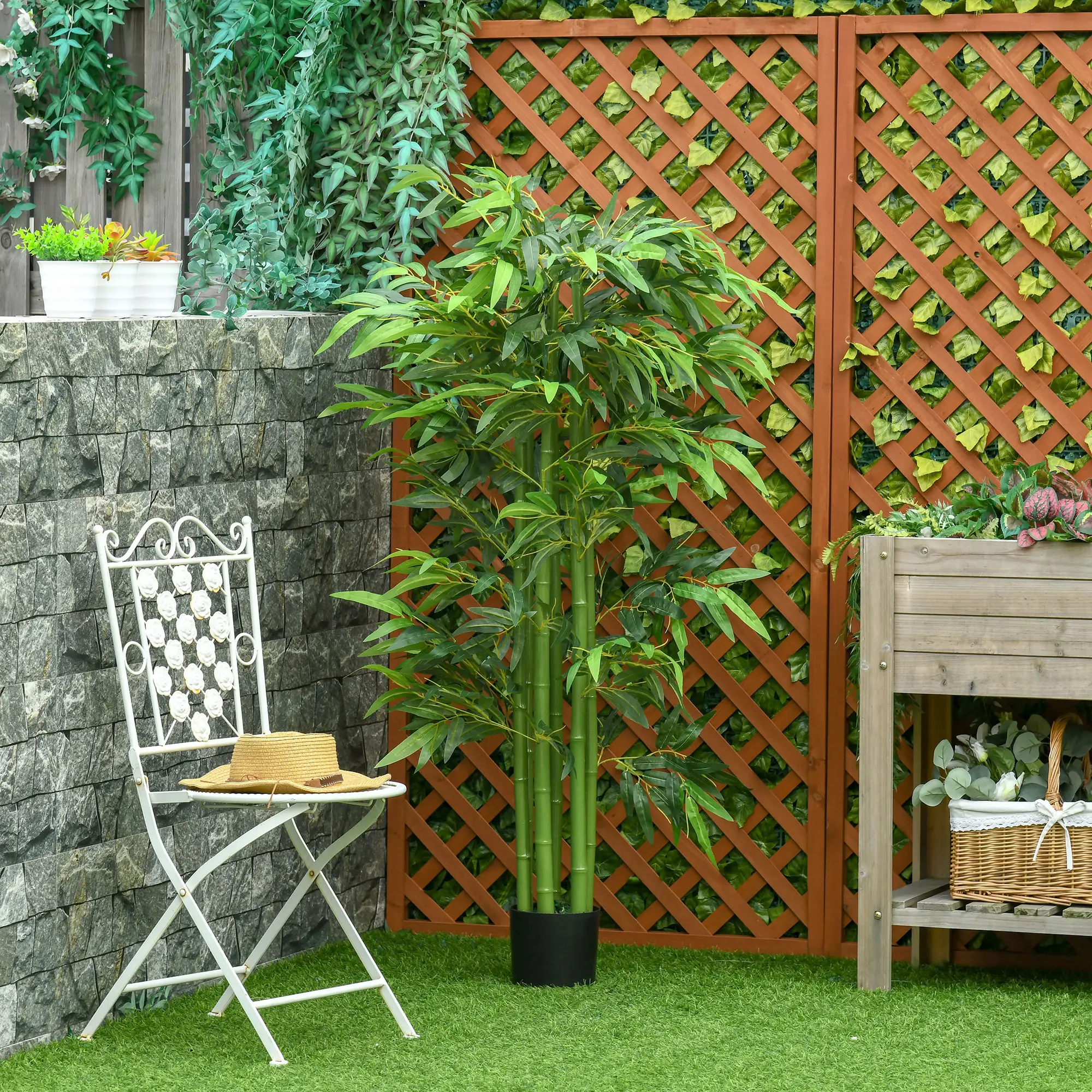 5.3ft Artificial Bamboo Tree with Pot, Indoor Decor for Home, Office - Image 4