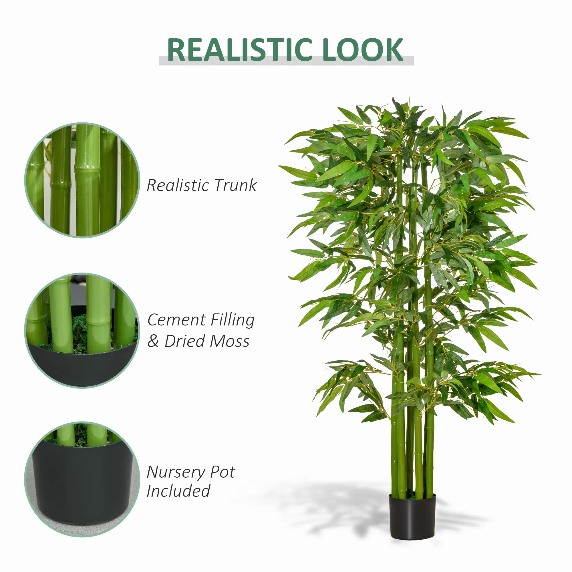 5.3ft Artificial Bamboo Tree with Pot, Indoor Decor for Home, Office - Image 5