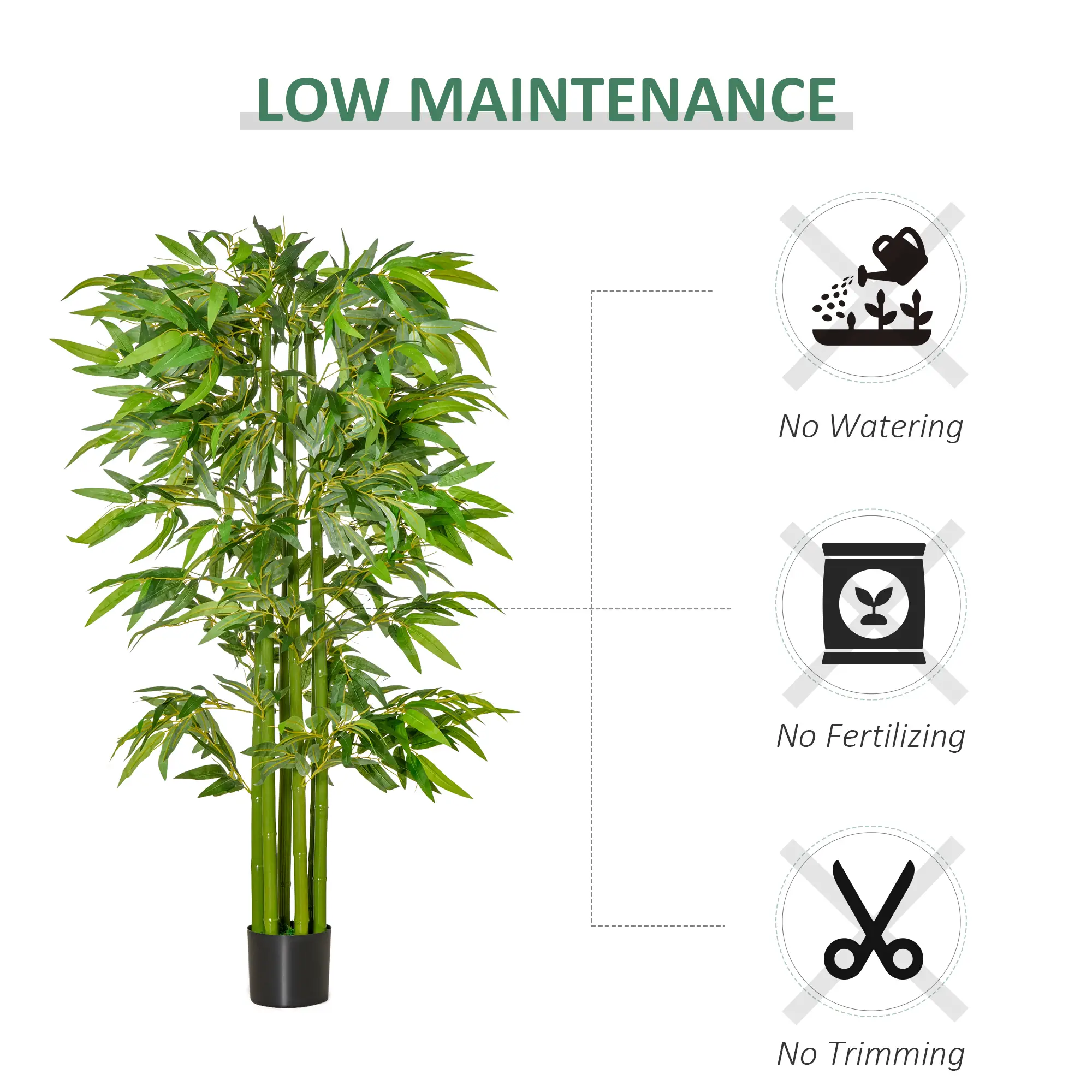 5.3ft Artificial Bamboo Tree with Pot, Indoor Decor for Home, Office - Image 6