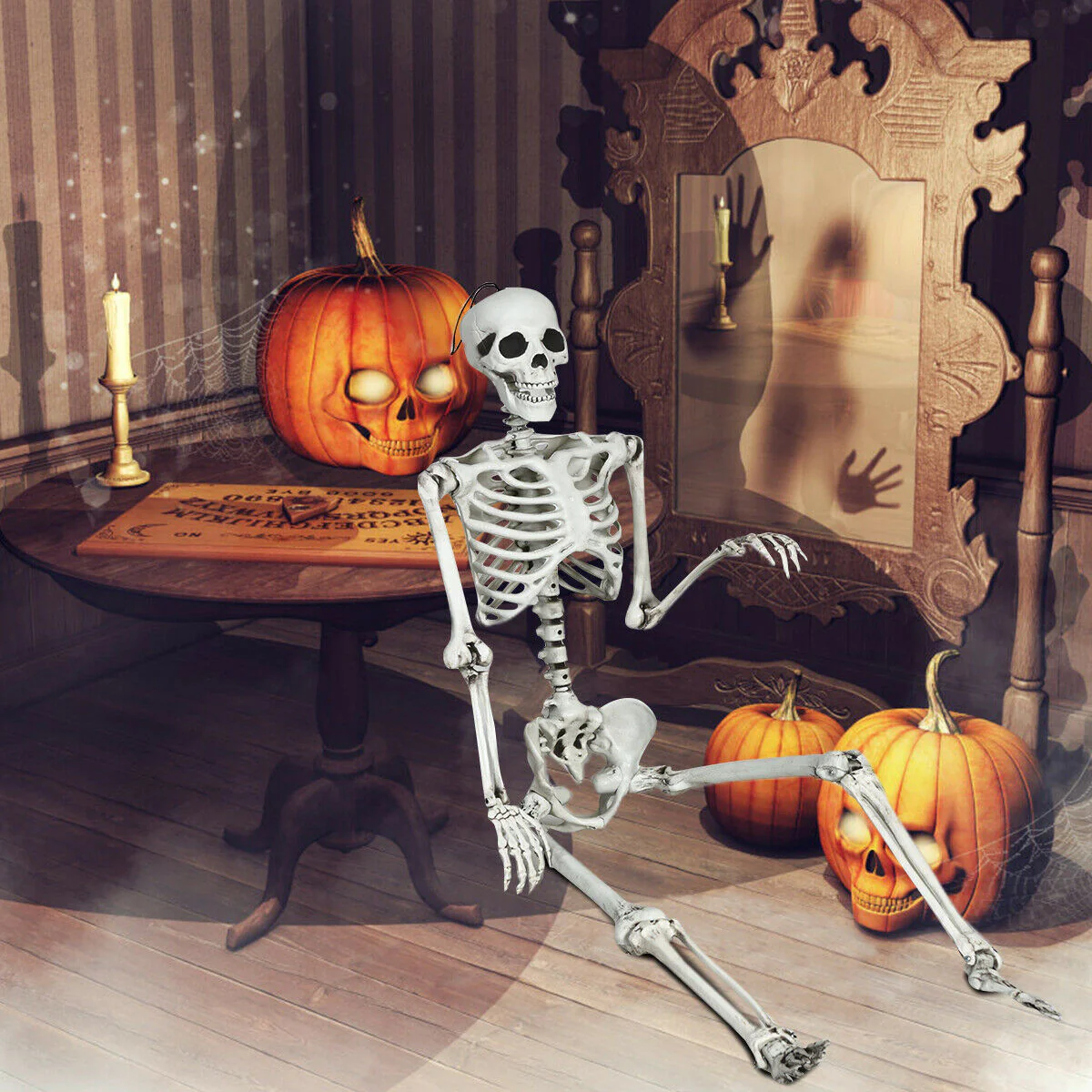 5.4 Feet Halloween Skeleton, Life Size, Realistic Full Body, White - Image 9