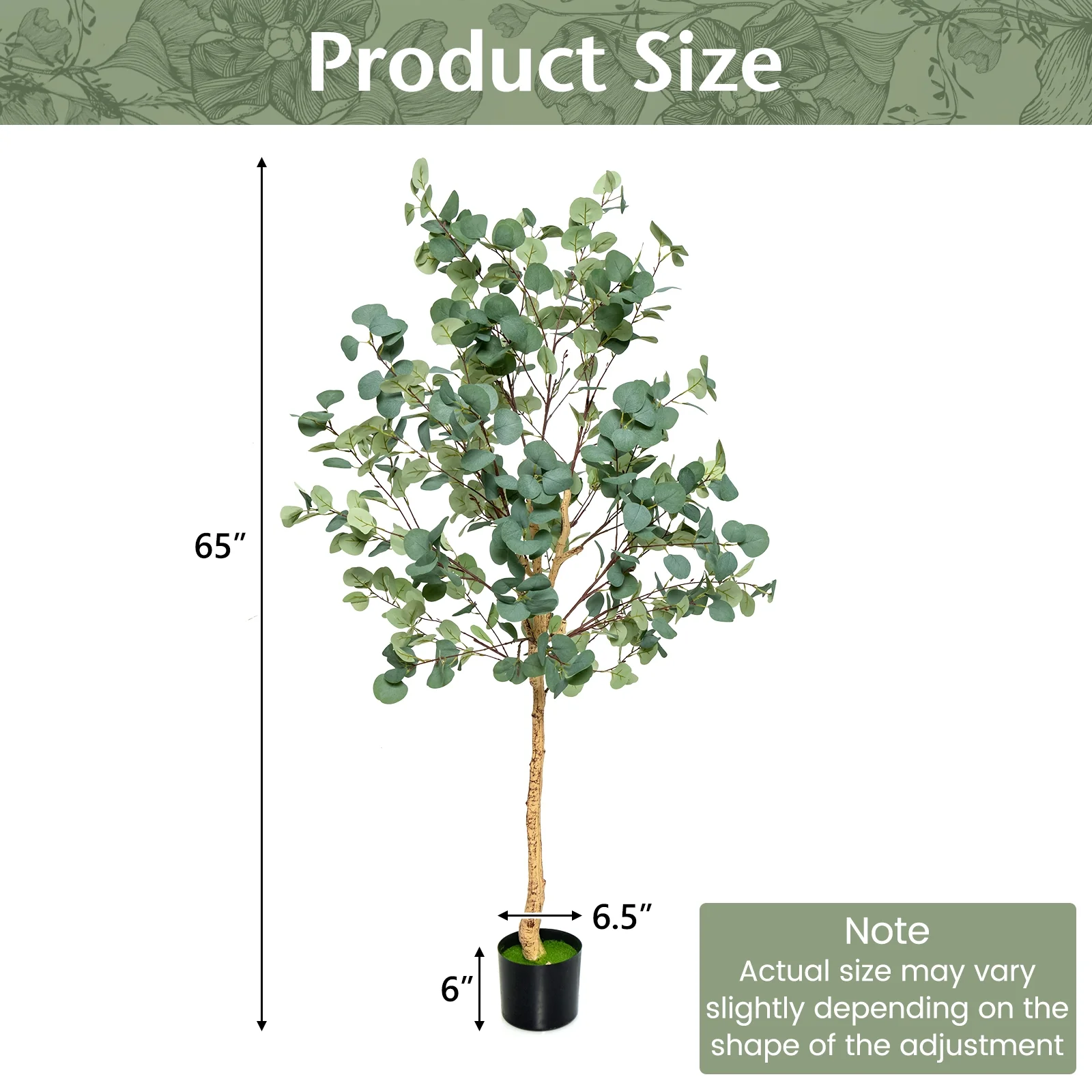 5.5 Feet Artificial Eucalyptus Tree, 517 Silver Dollar Leaves, 2 Piece - Image 5