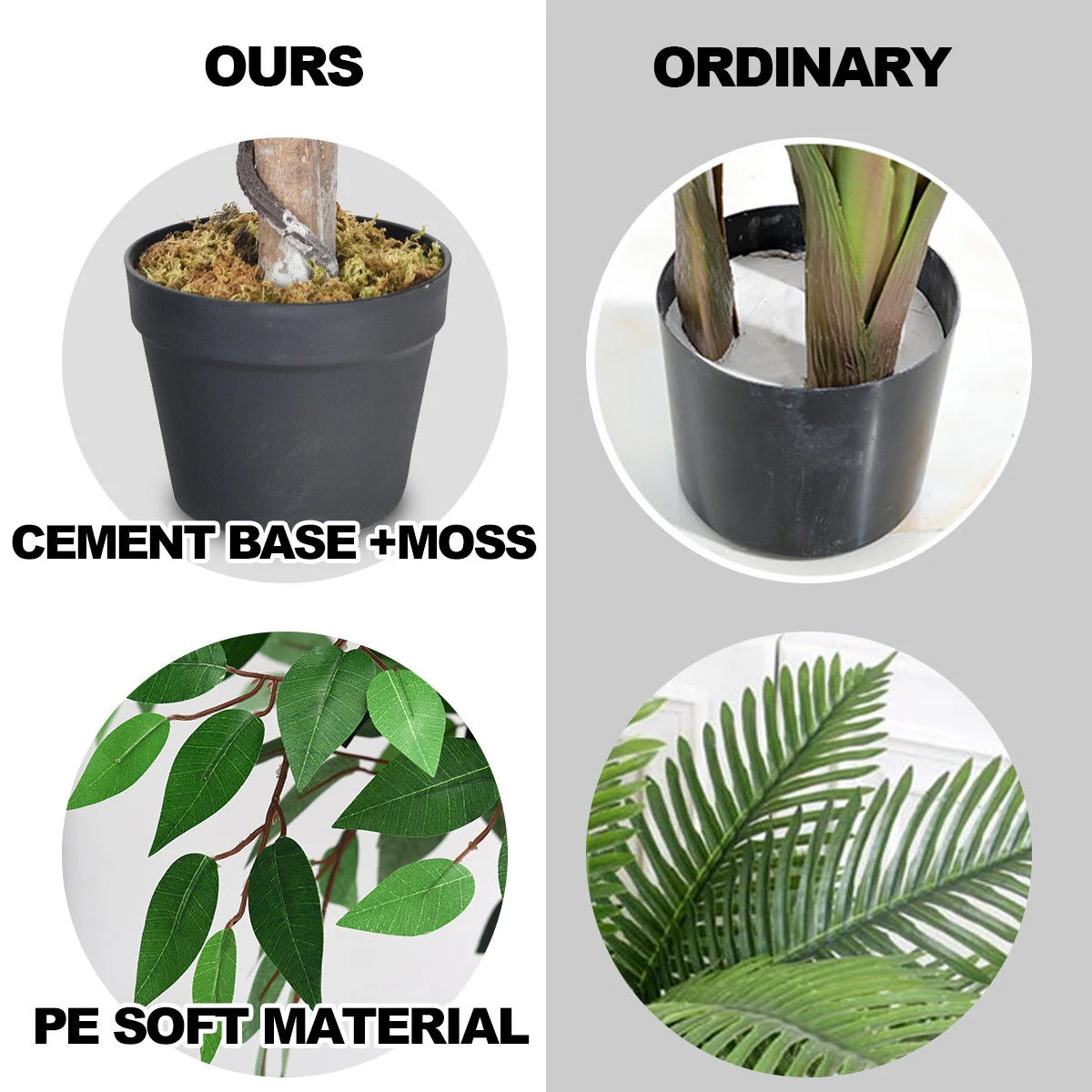 5.5 Feet Artificial Ficus Silk Tree, Wood Trunks, Green - Image 10
