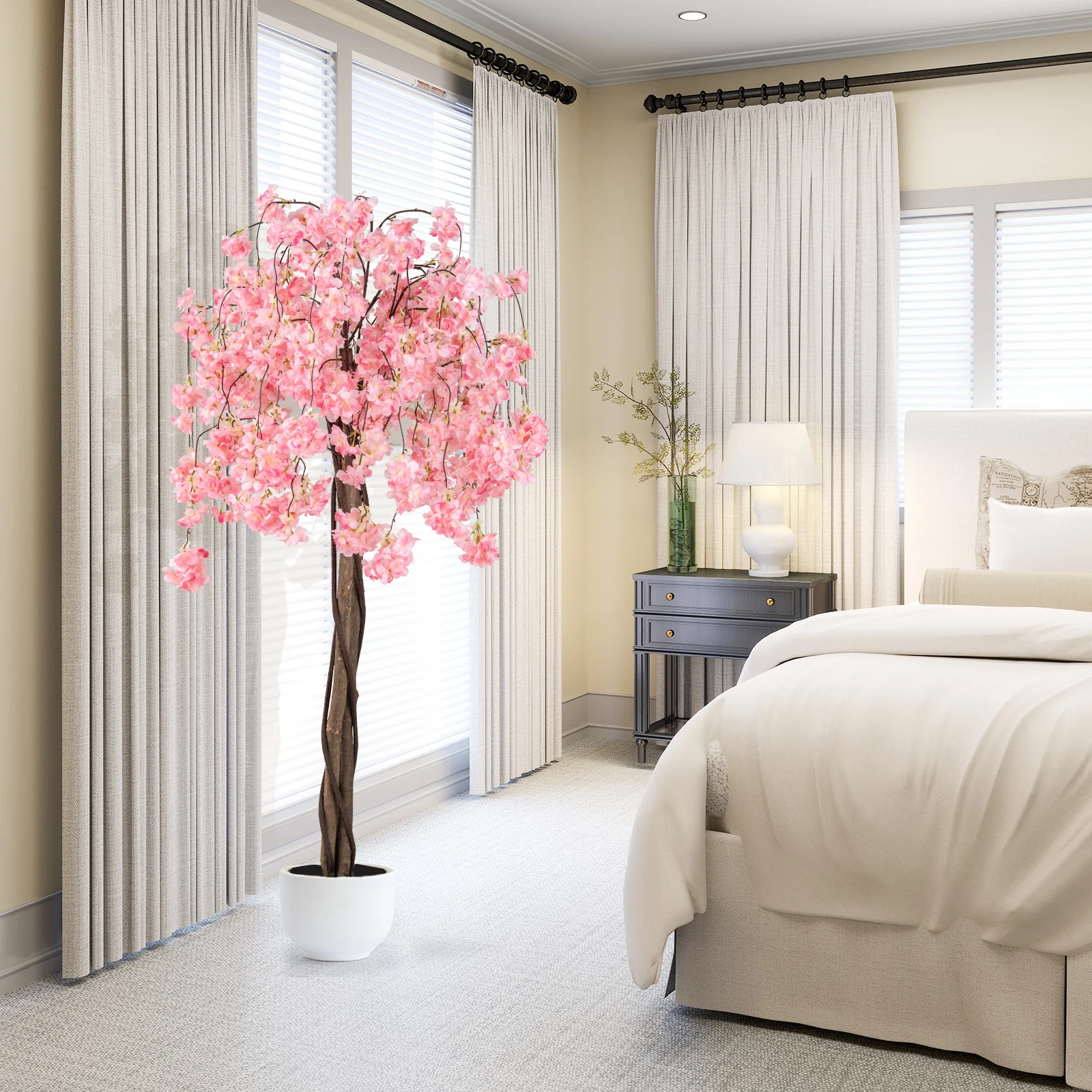 5.5 FT Artificial Cherry Blossom Tree, 1 Pack, Pink/White Flowers - Image 7
