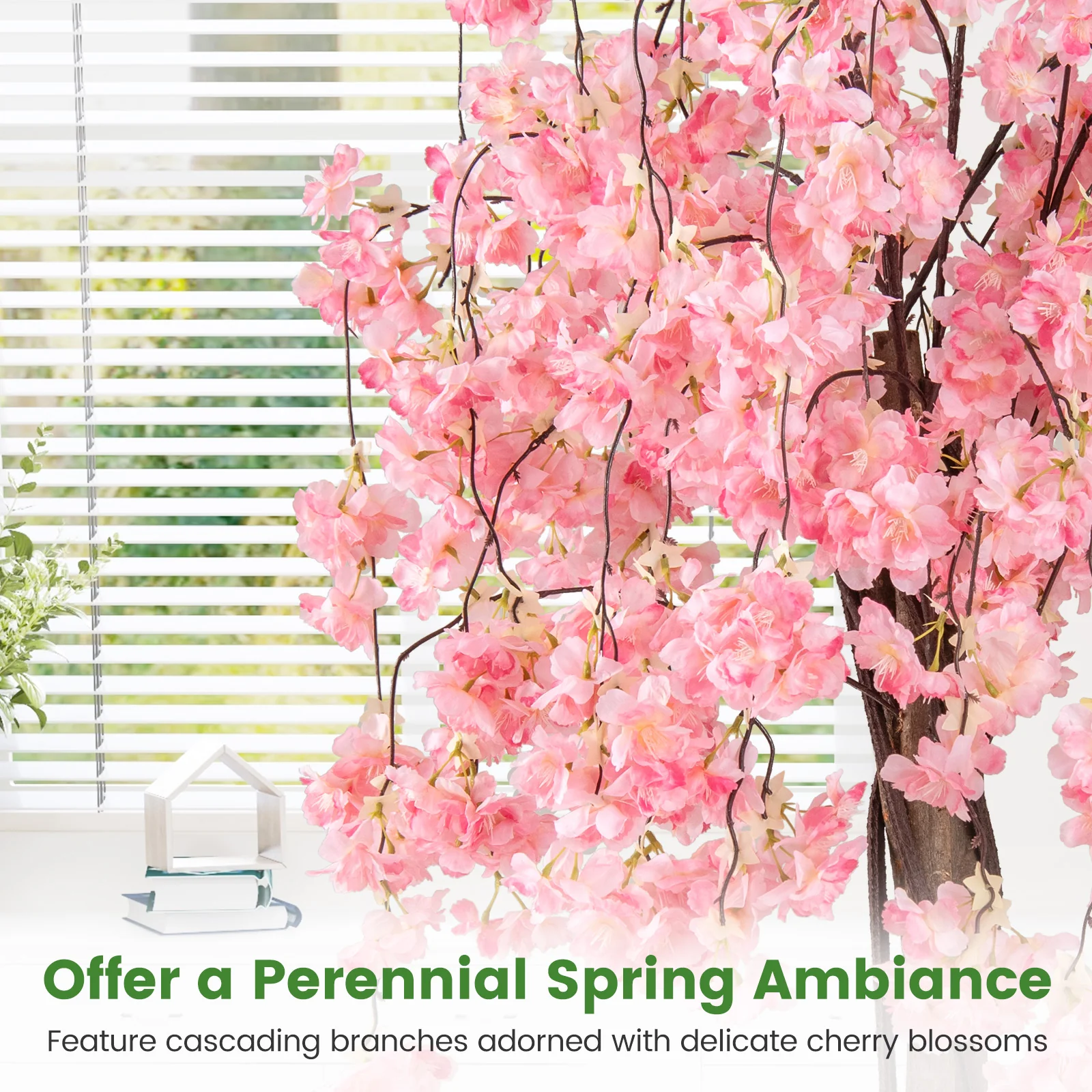 5.5 FT Artificial Cherry Blossom Tree, 1 Pack, Pink/White Flowers - Image 8