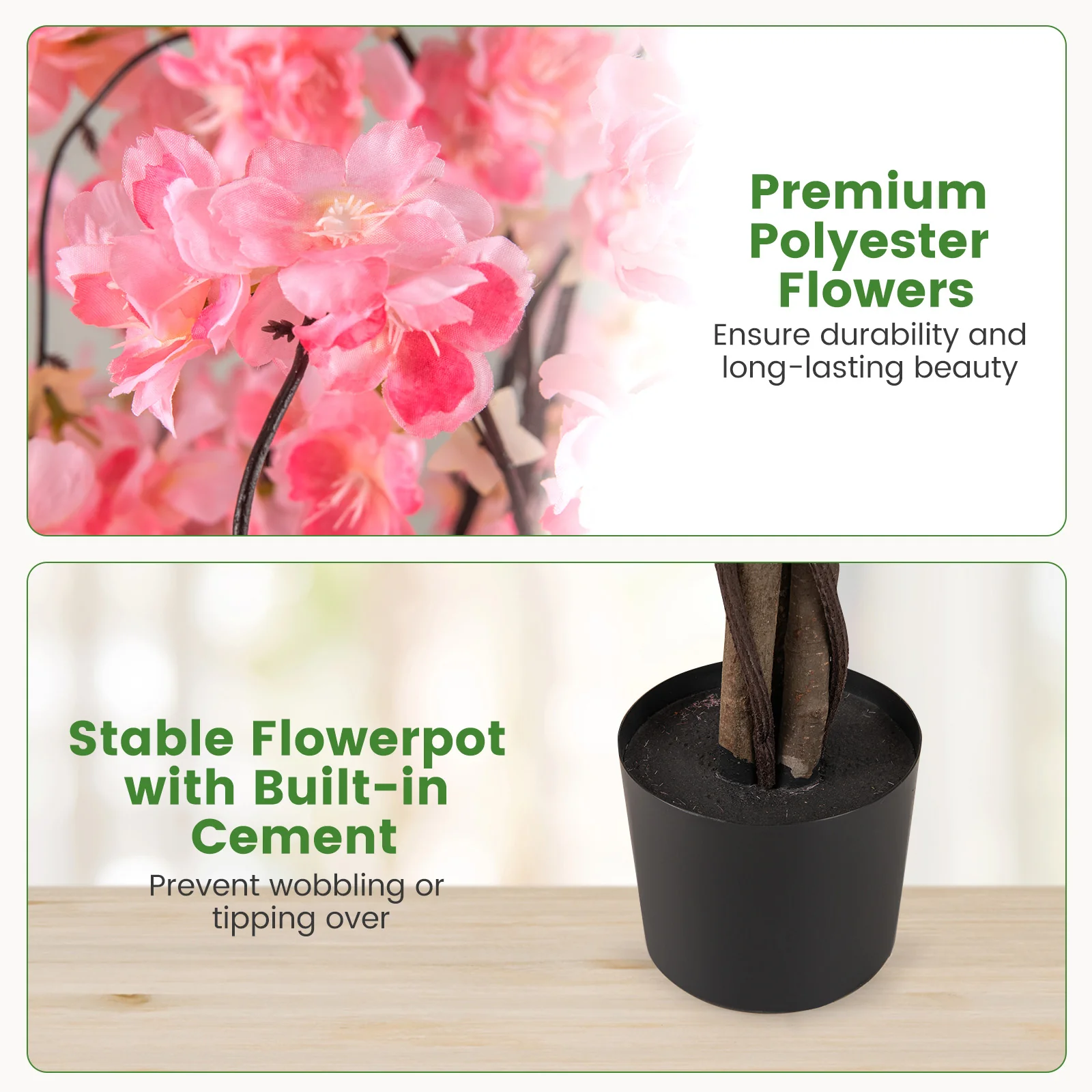 5.5 FT Artificial Cherry Blossom Tree, 1 Pack, Pink/White Flowers - Image 9