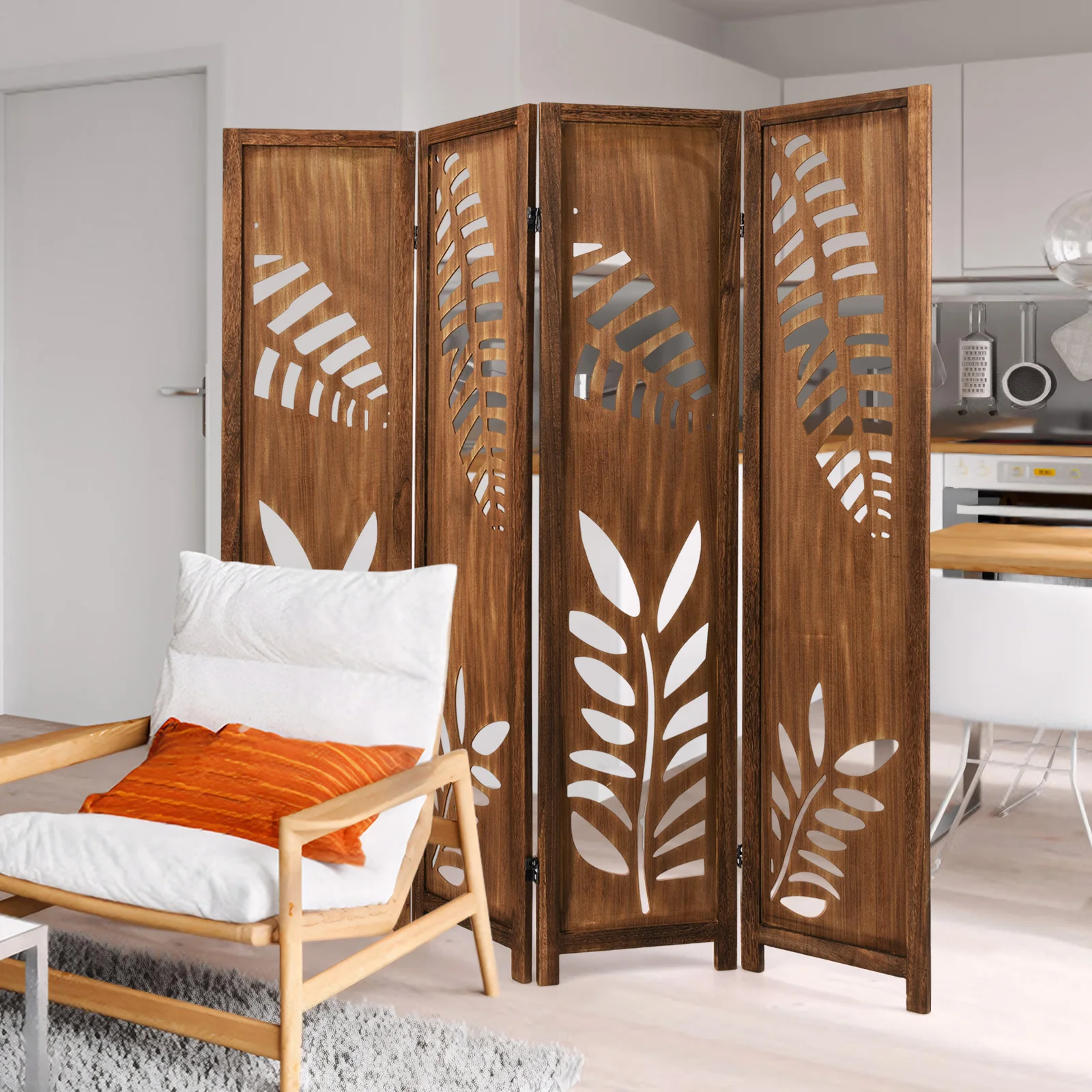 5.6 FT Folding Partition Stand, 4 Panel Room Divider - Image 2