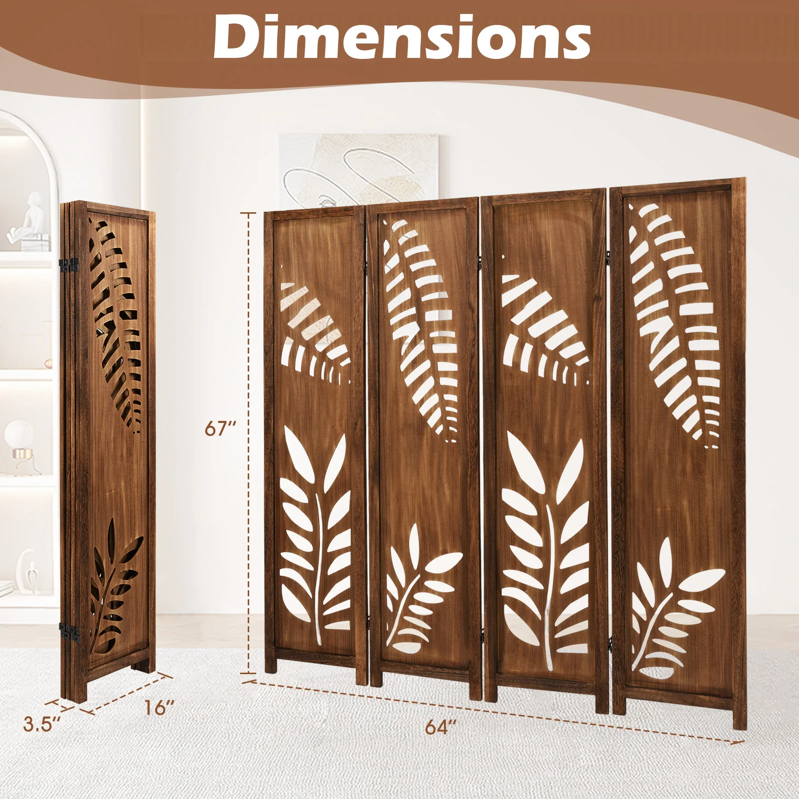 5.6 FT Folding Partition Stand, 4 Panel Room Divider - Image 5