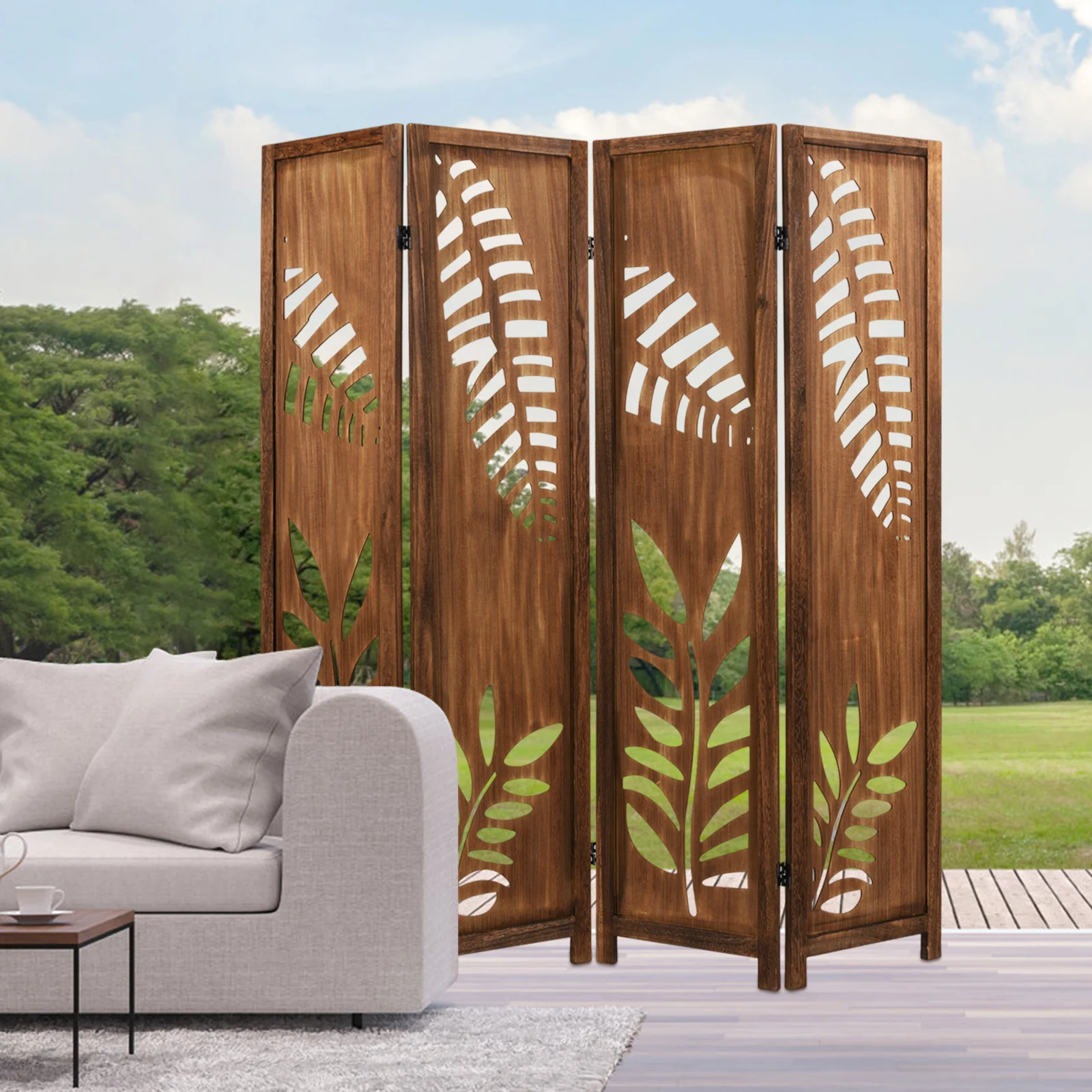 5.6 FT Folding Partition Stand, 4 Panel Room Divider - Image 7