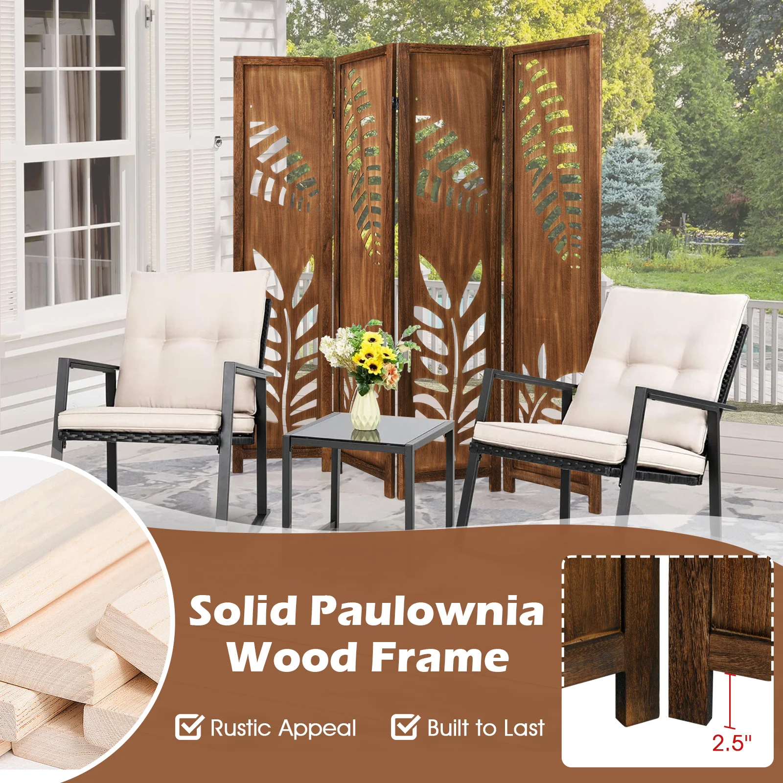 5.6 FT Folding Partition Stand, 4 Panel Room Divider - Image 9