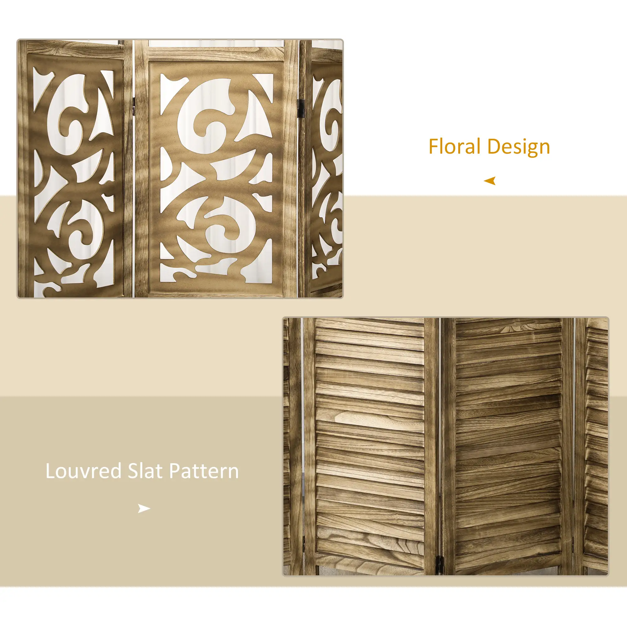 5.6 Ft Room Divider, 4 Panel Folding Privacy Screen, Brown - Image 4