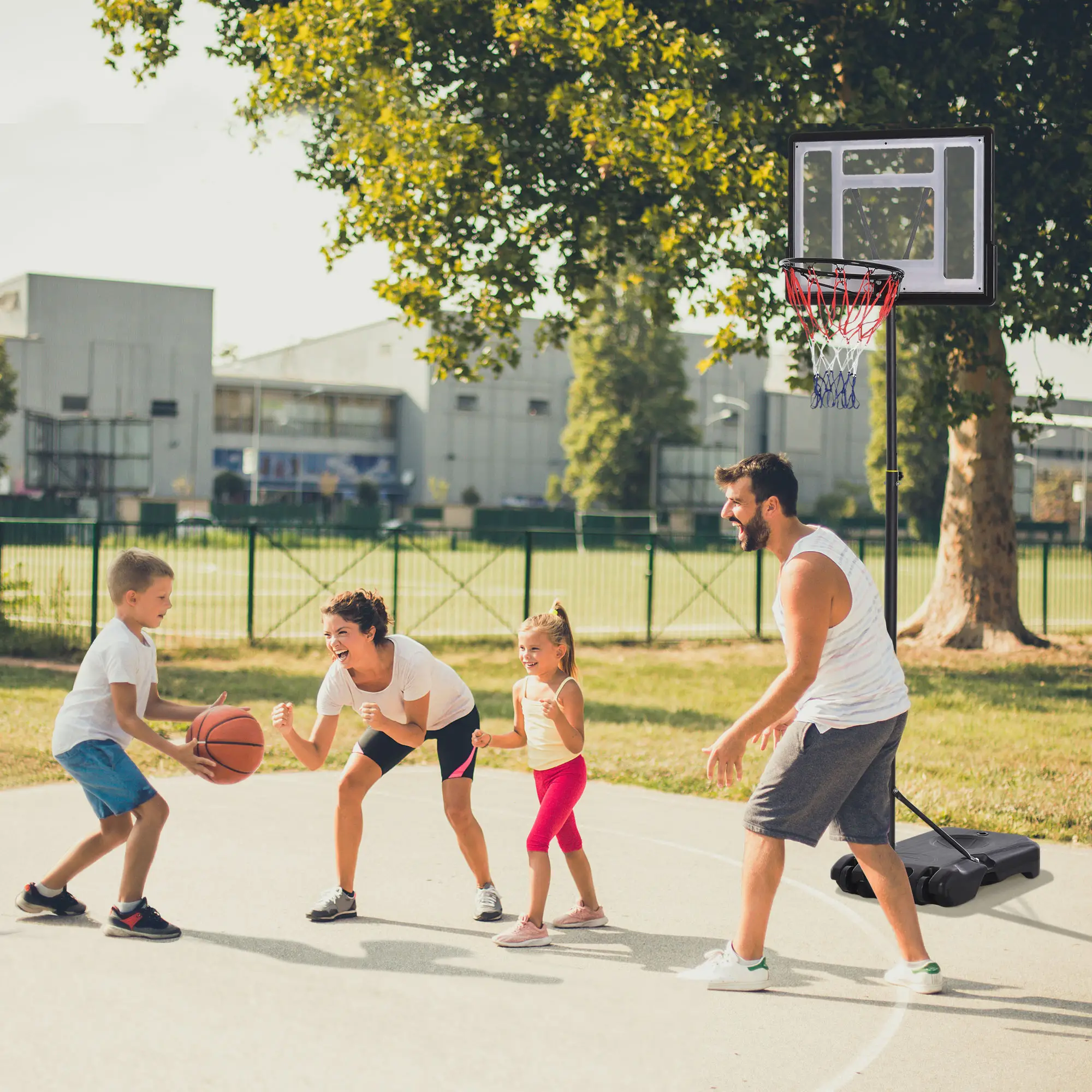 5-7FT Basketball Hoop, Height Adjustable with Wheels for Youth Outdoor - Image 2
