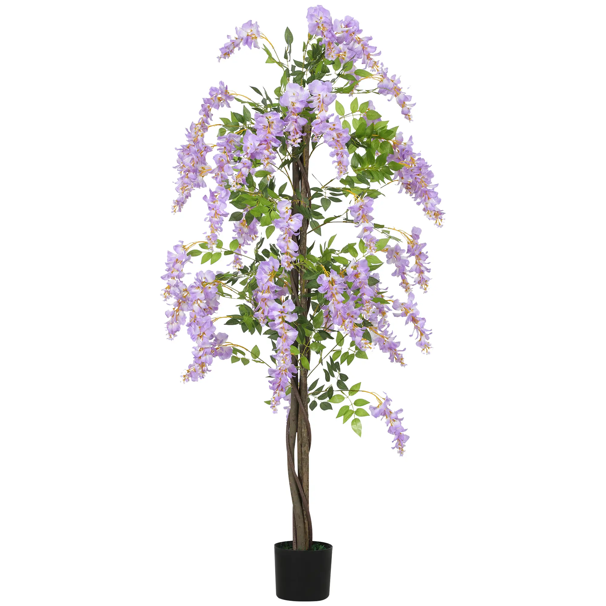 5.9FT Artificial Wisteria Tree, Natural Wood Trunk, Nursery Pot, Purple - Image 11