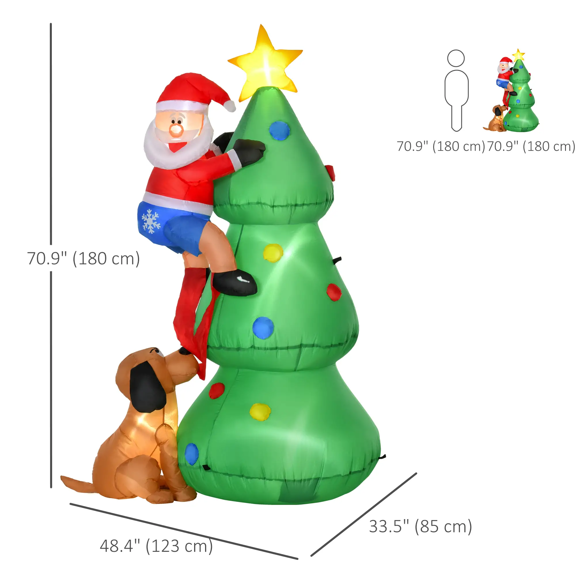 5.9ft Inflatable Christmas Tree, LED Lights, Indoor Outdoor Decor - Image 3