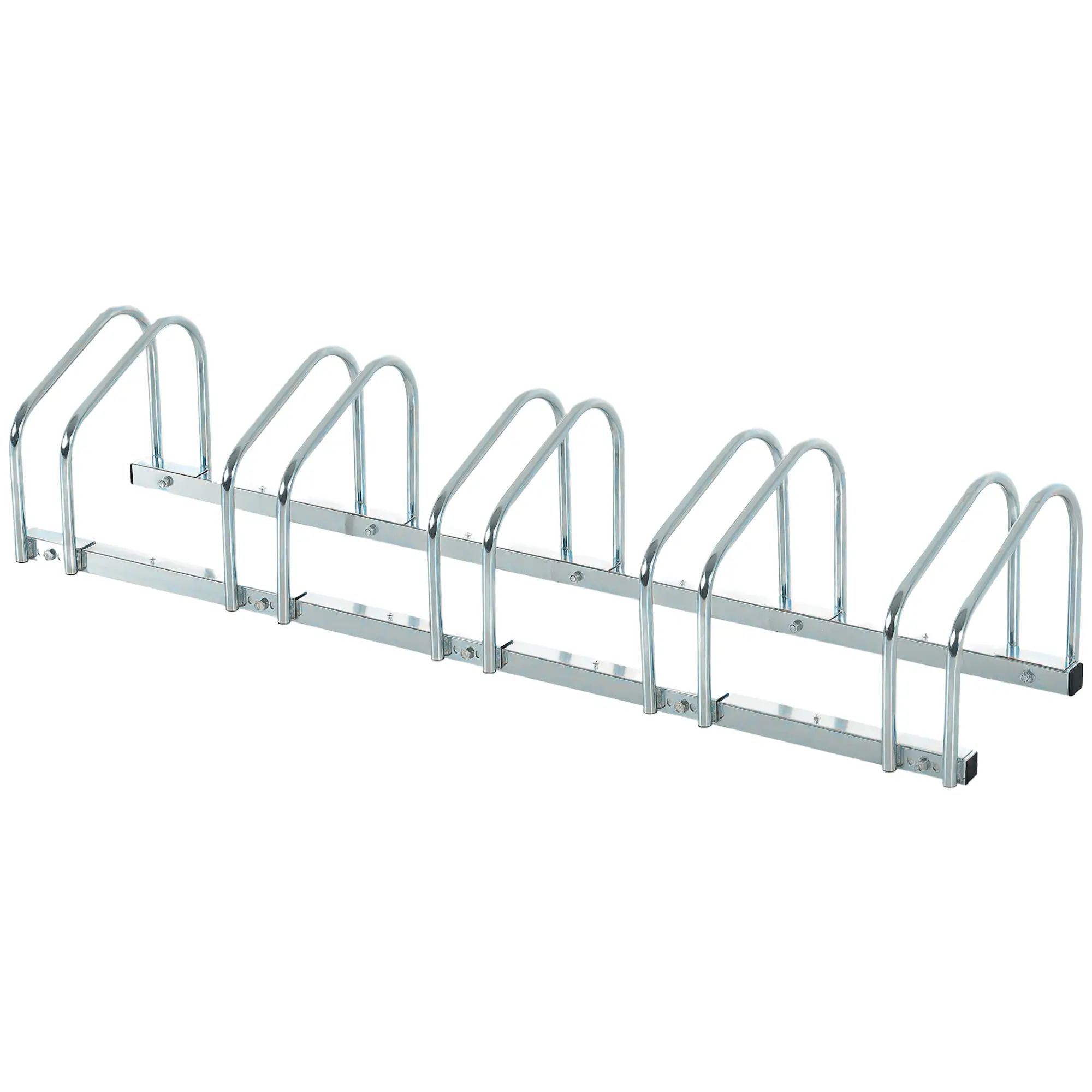 5-Bike Floor Parking Rack, Cycling Storage Stand, Silver