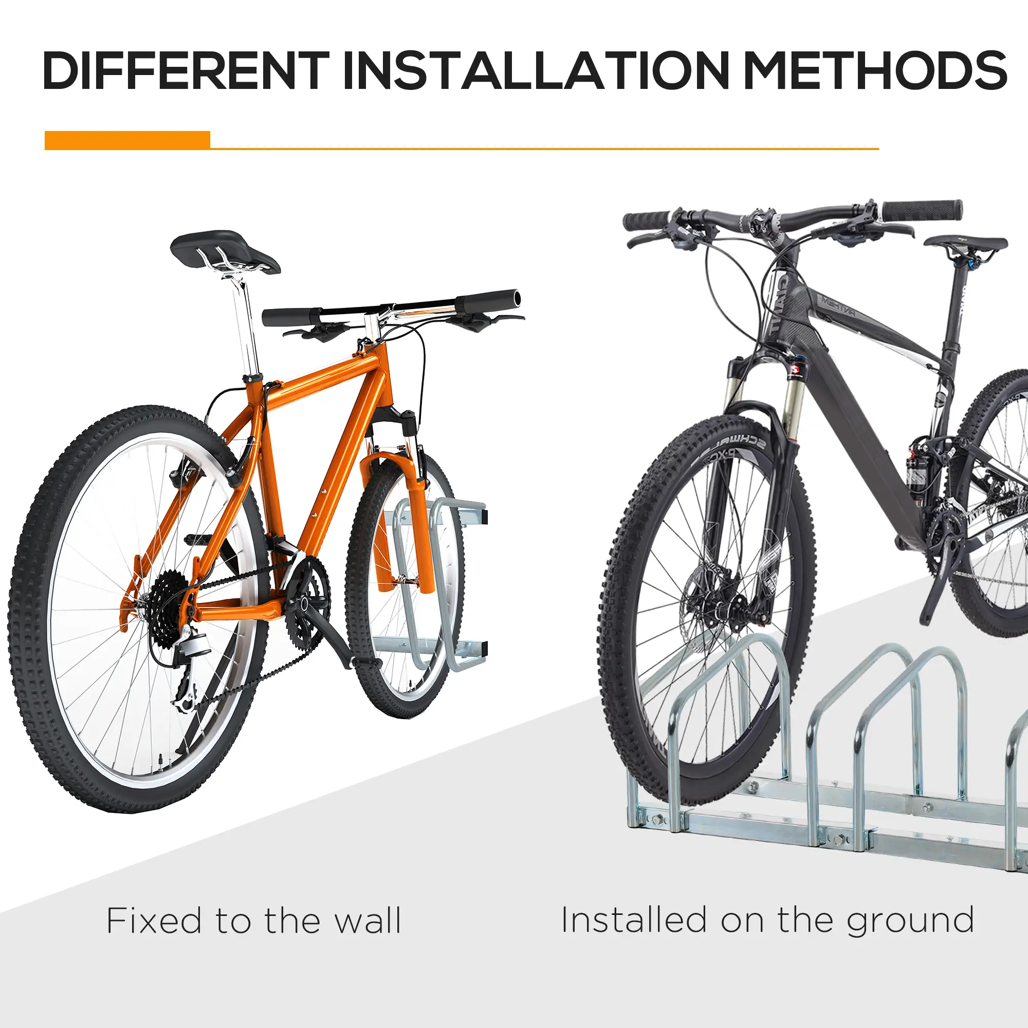 5-Bike Floor Parking Rack, Cycling Storage Stand, Silver - Image 10