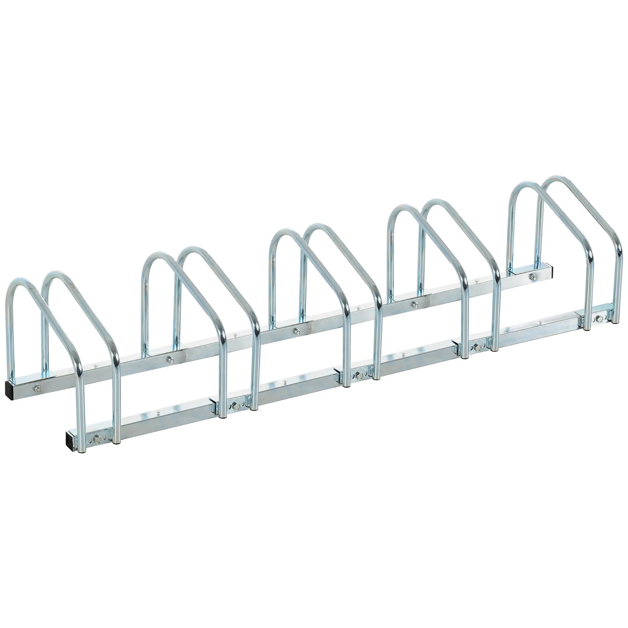 5-Bike Floor Parking Rack, Cycling Storage Stand, Silver - Image 11