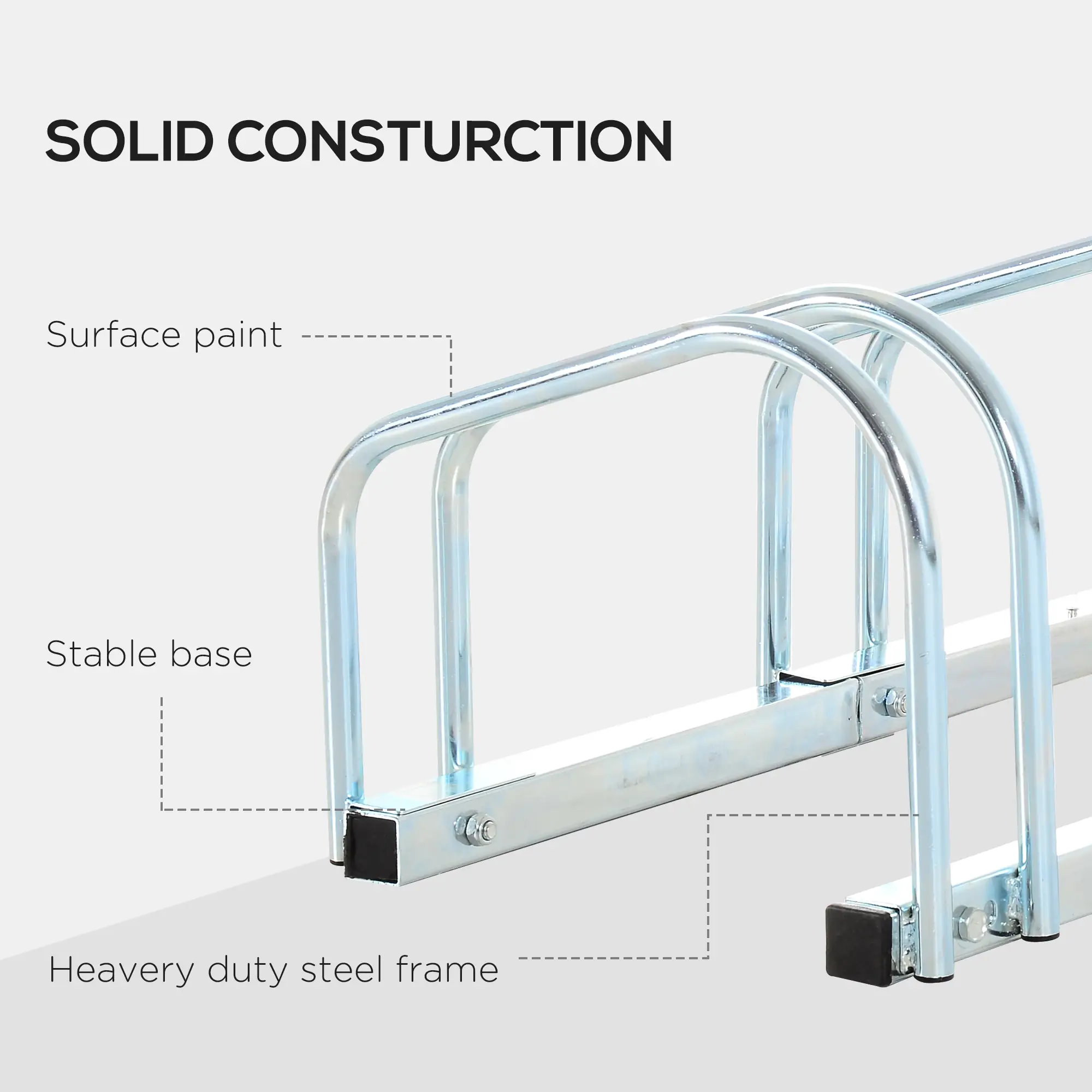 5-Bike Floor Parking Rack, Cycling Storage Stand, Silver - Image 9
