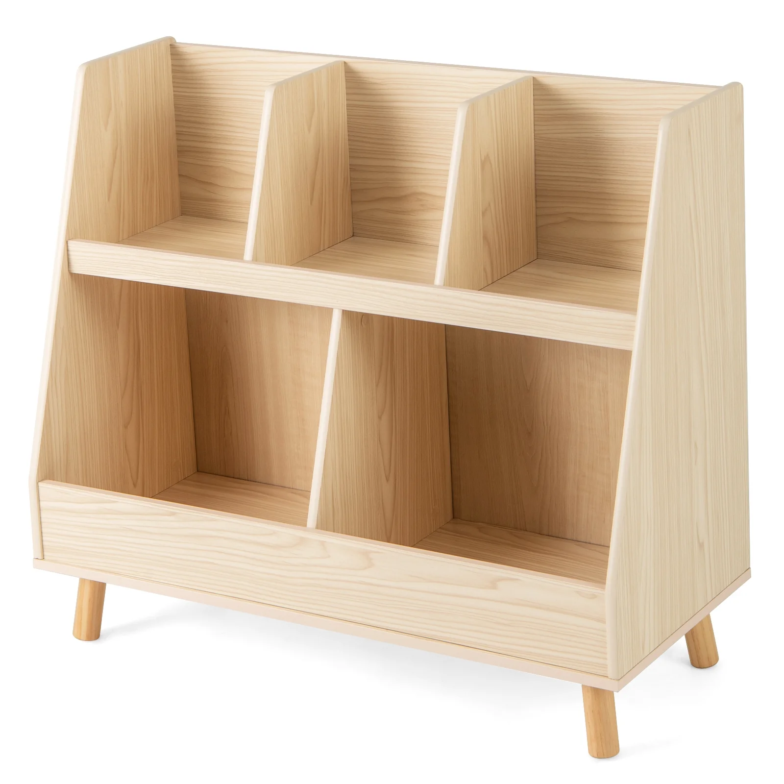 5-Cube Kids Bookshelf Toy Organizer, Oak