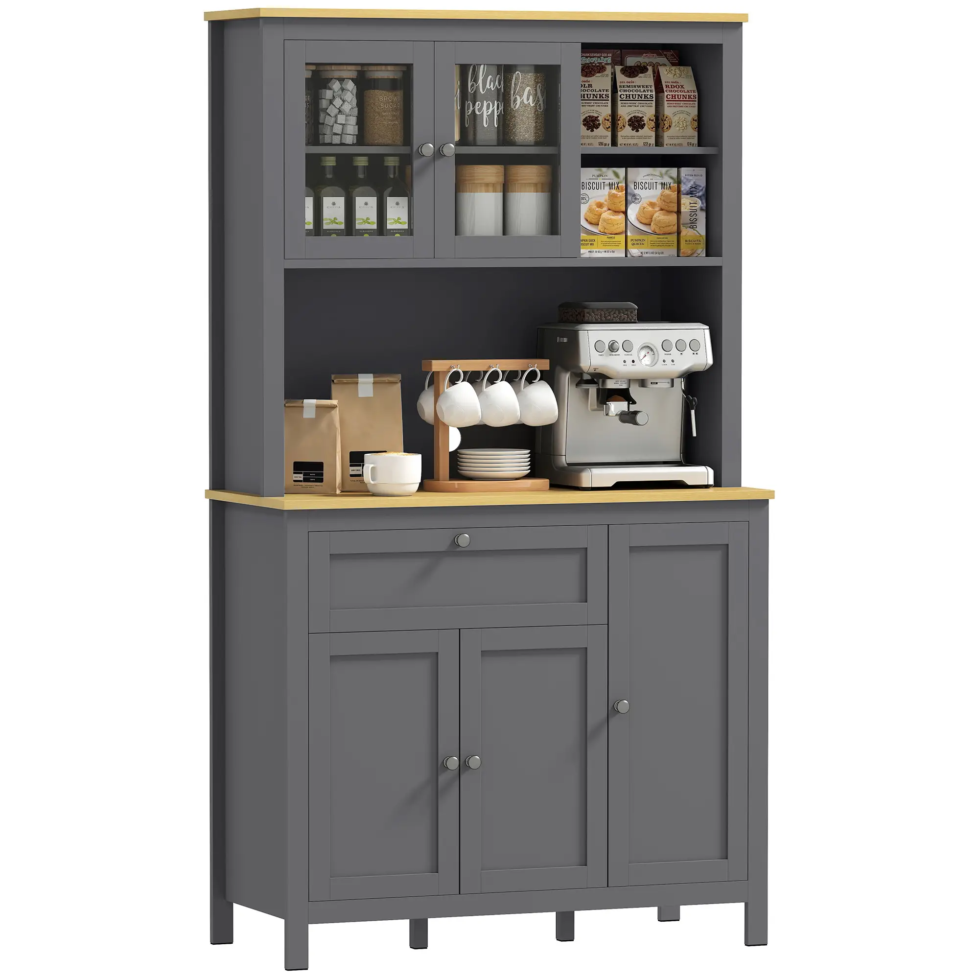 5-Door Kitchen Pantry Cabinet, Adjustable Shelves, 71 Inch - Image 11