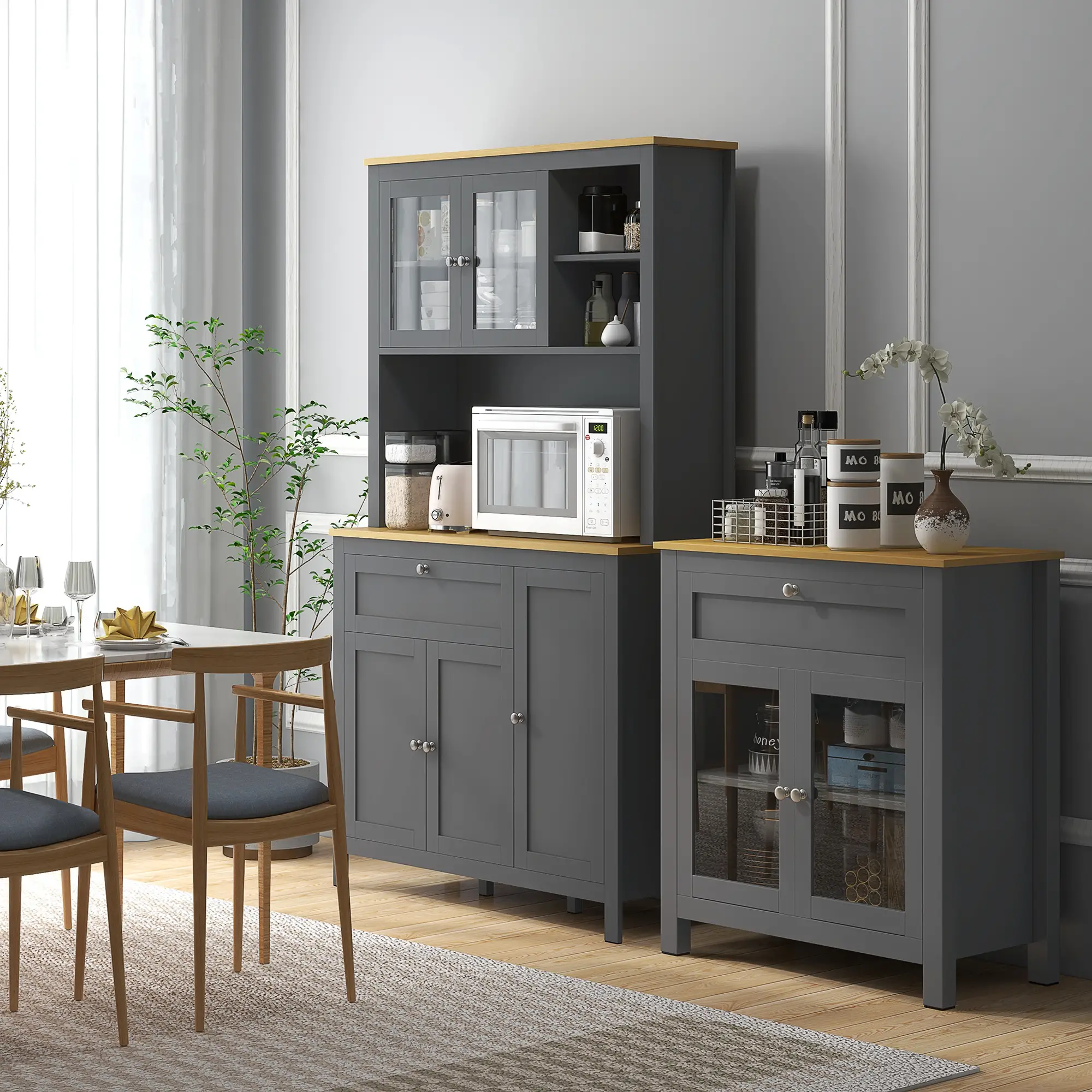 5-Door Kitchen Pantry Cabinet, Adjustable Shelves, 71 Inch - Image 2