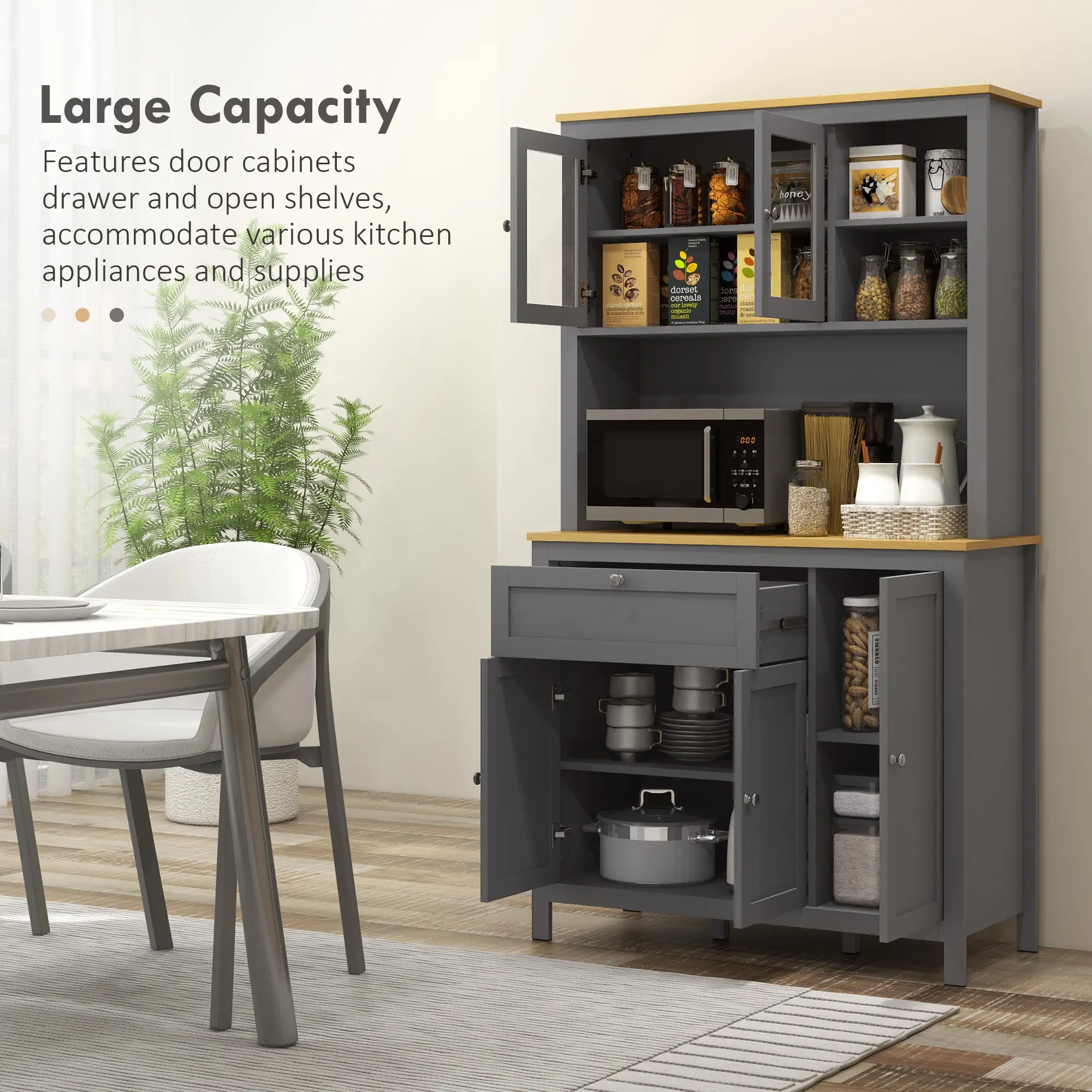 5-Door Kitchen Pantry Cabinet, Adjustable Shelves, 71 Inch - Image 4