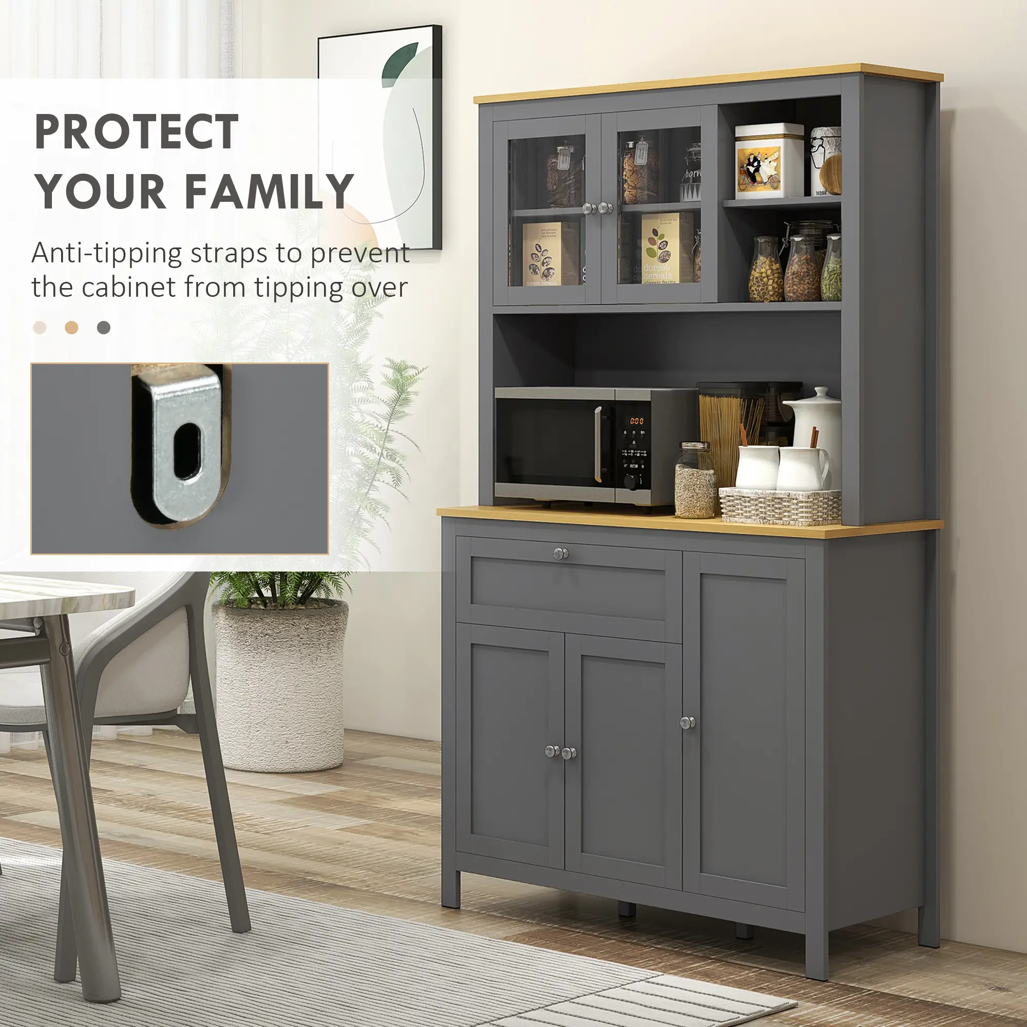 5-Door Kitchen Pantry Cabinet, Adjustable Shelves, 71 Inch - Image 7